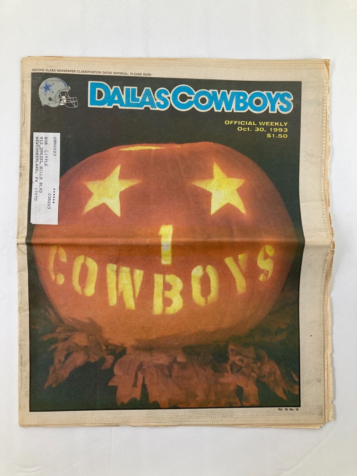 Dallas Cowboys Weekly Newspaper October 30 1993 Vol 19 #19 Charles Haley