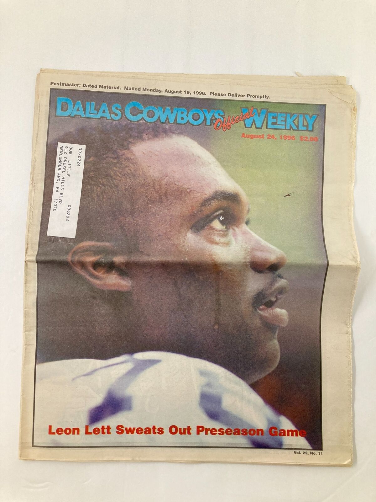 Dallas Cowboys Weekly Newspaper August 24 1996 Vol 22 #11 Leon Lett