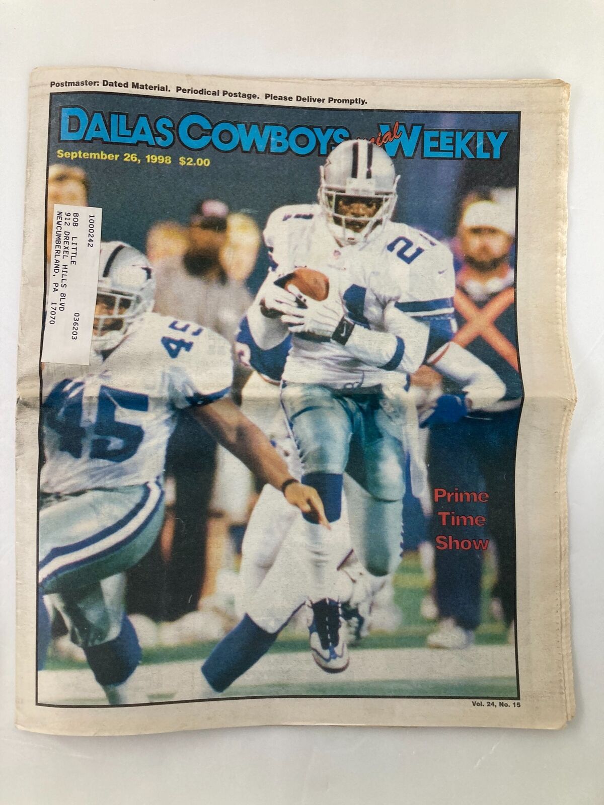 Dallas Cowboys Weekly Newspaper September 26 1998 Vol 24 #15 Troy Aikman