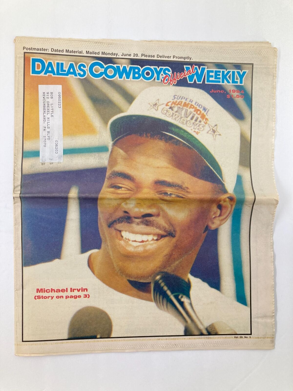 Dallas Cowboys Weekly Newspaper June 1994 Vol 20 #5 Michael Irvin