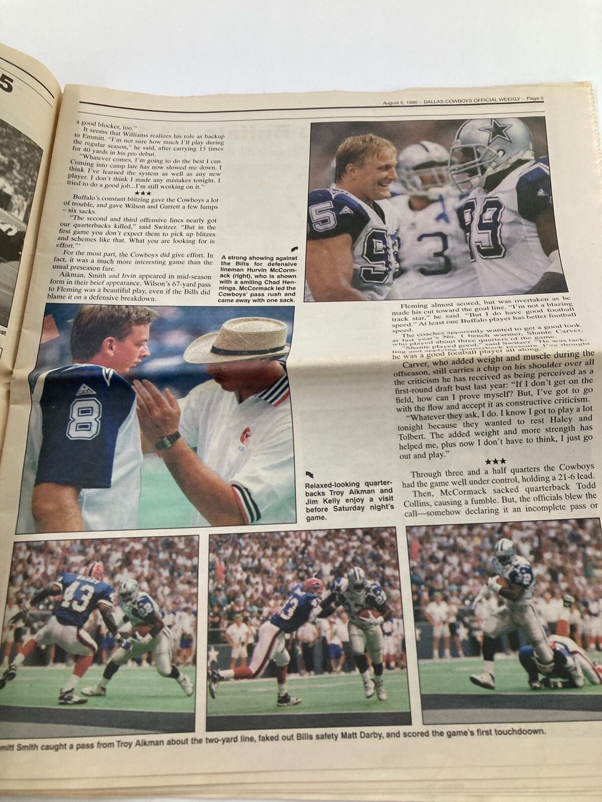 Dallas Cowboys Weekly Newspaper August 5 1995 Vol 21 #8 Daryl 'Moose' Johnston