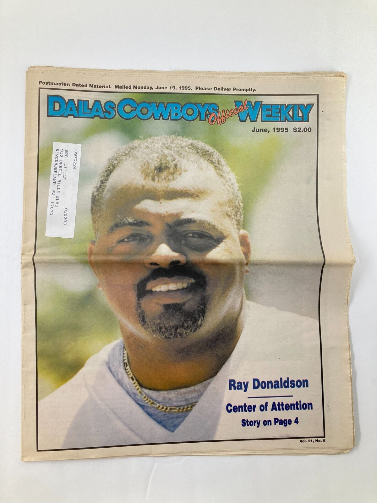 Dallas Cowboys Weekly Newspaper June 1995 Vol 21 #5 Ray Donaldson