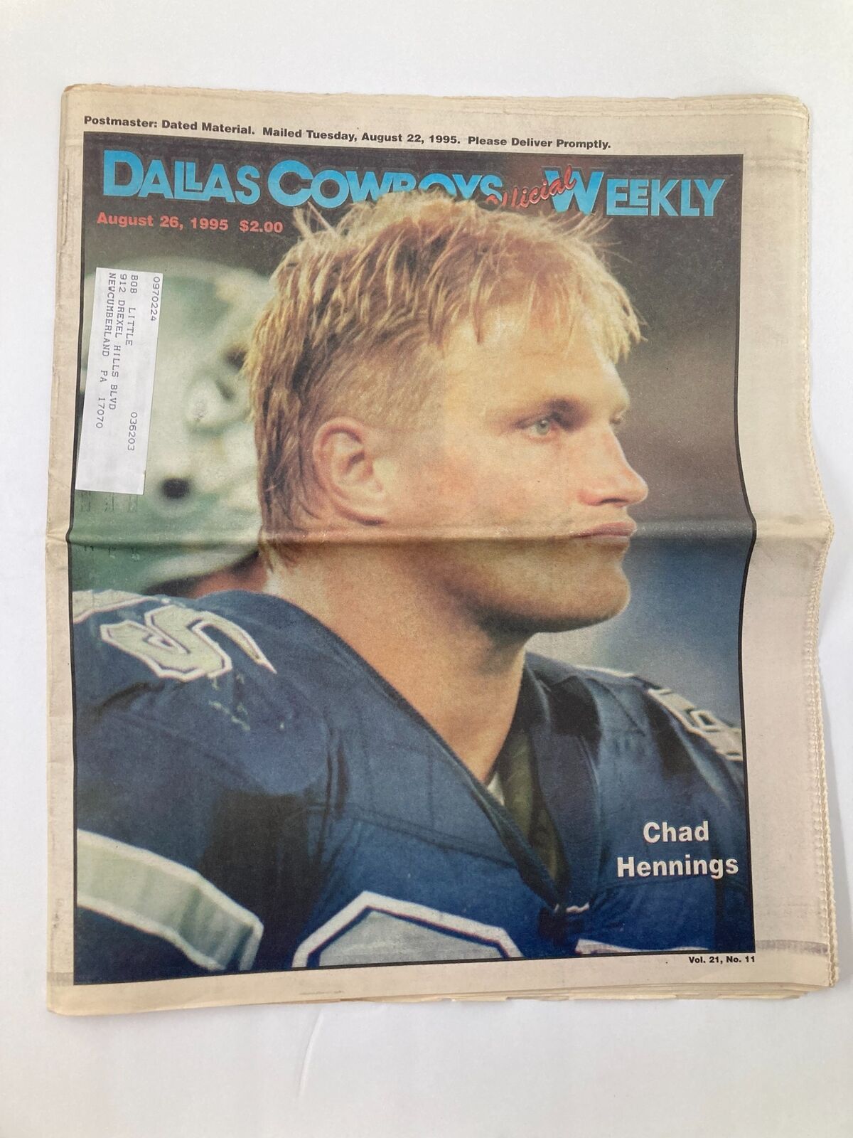 Dallas Cowboys Weekly Newspaper August 26 1995 Vol 21 #11 Chad Hennings