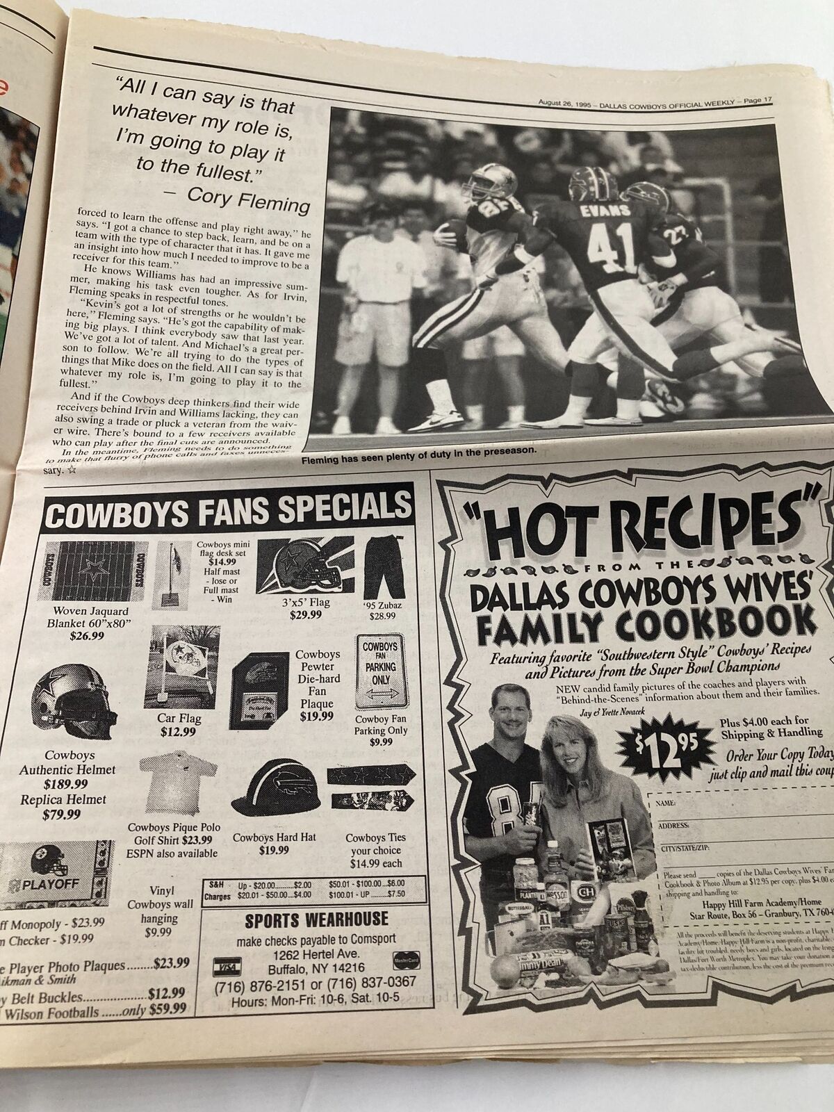 Dallas Cowboys Weekly Newspaper August 26 1995 Vol 21 #11 Chad Hennings