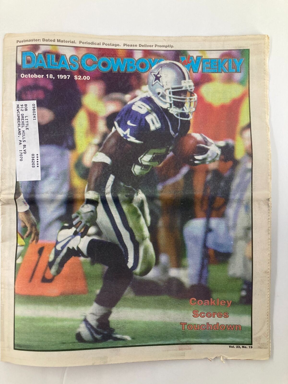 Dallas Cowboys Weekly Newspaper October 18 1997 Vol 23 #19 Dexter Coakley