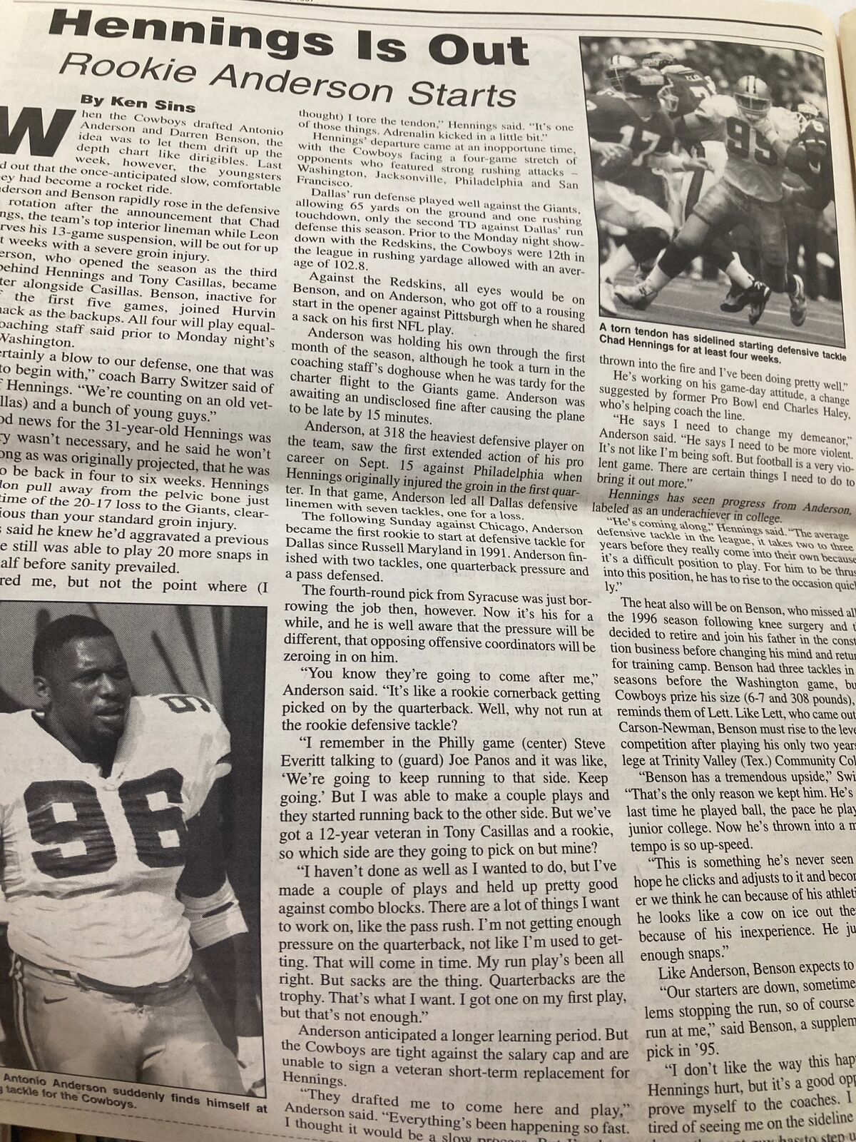 Dallas Cowboys Weekly Newspaper October 18 1997 Vol 23 #19 Dexter Coakley