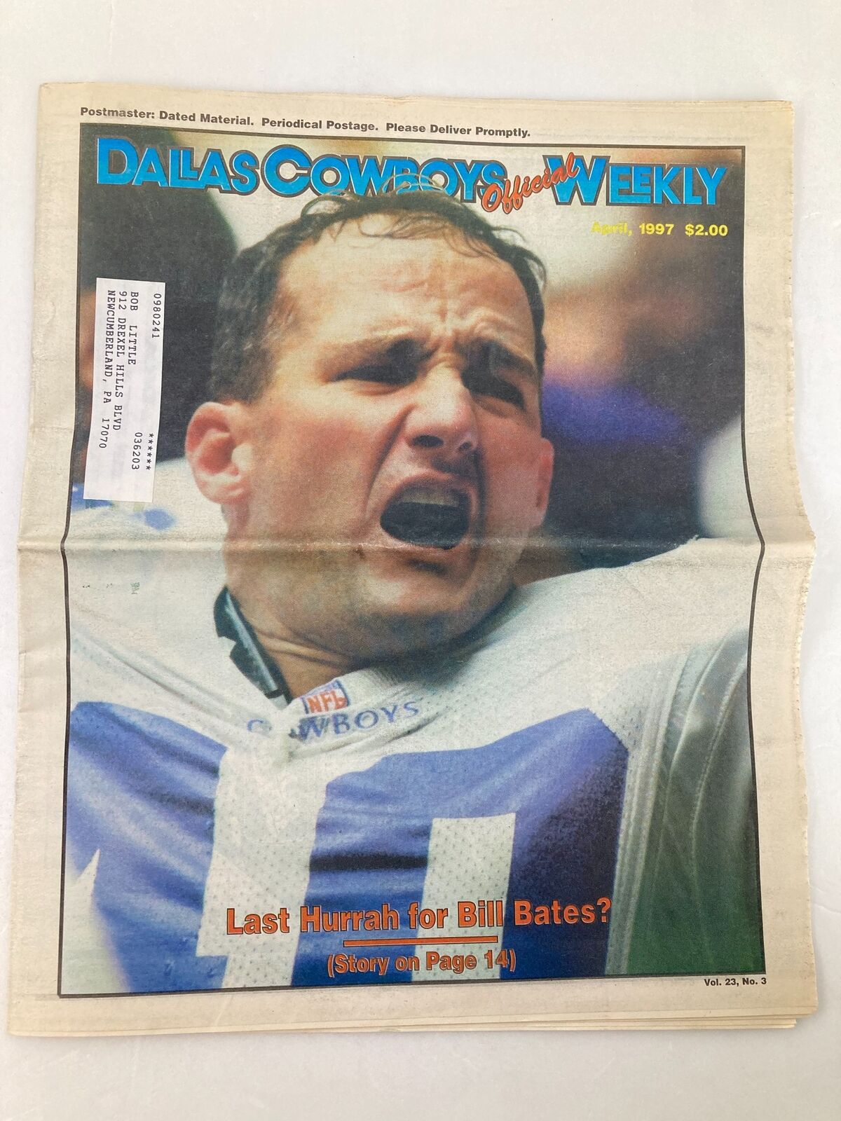 Dallas Cowboys Weekly Newspaper April 1997 Vol 23 #3 Bill Bates Last Hurrah