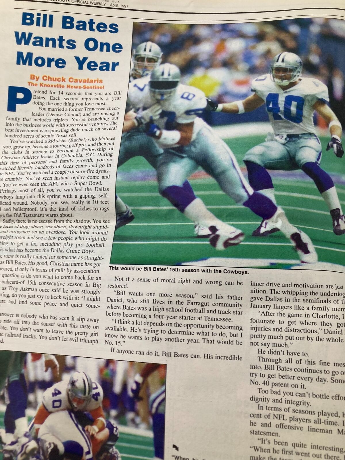 Dallas Cowboys Weekly Newspaper April 1997 Vol 23 #3 Bill Bates Last Hurrah