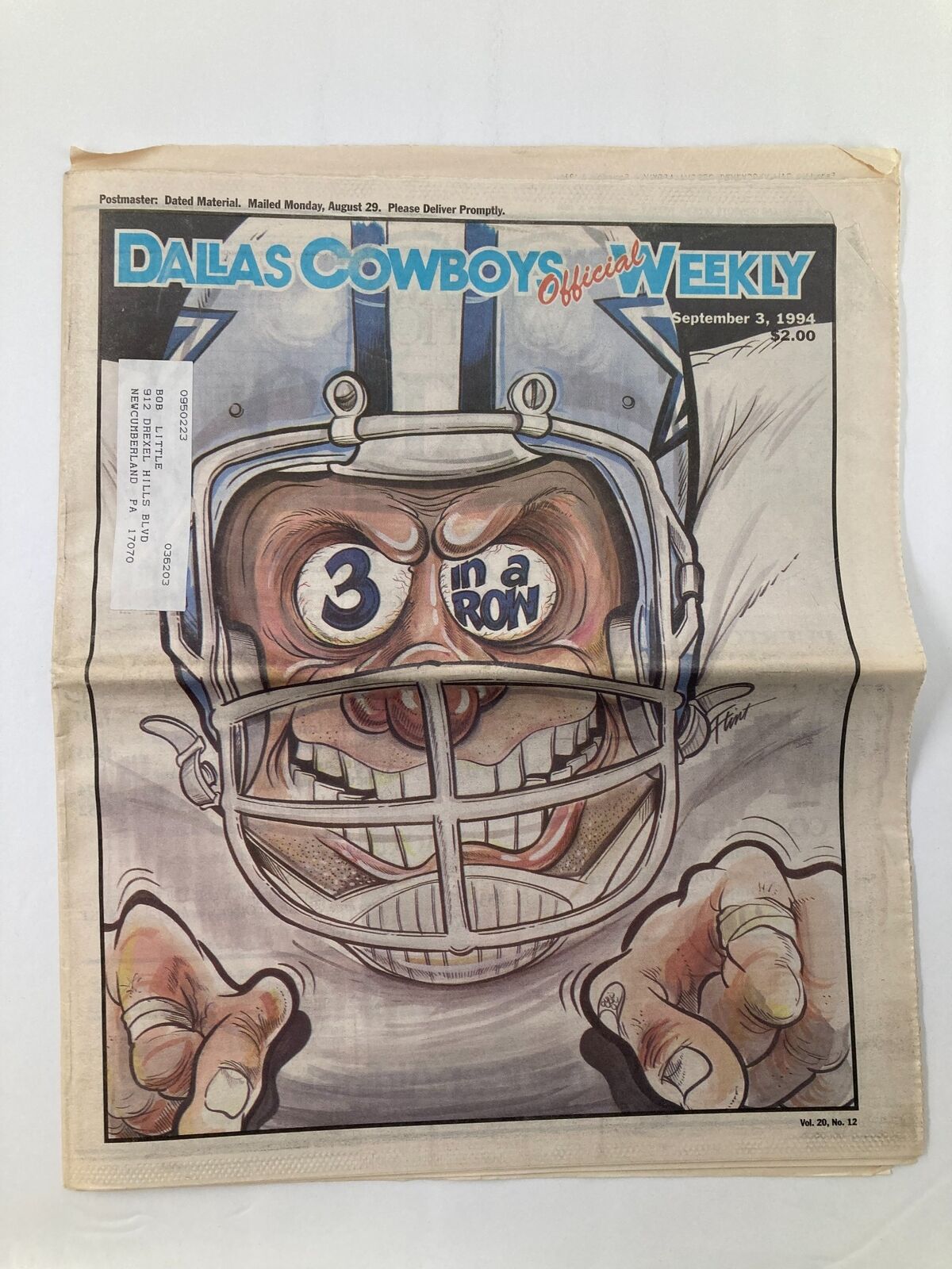 Dallas Cowboys Weekly Newspaper September 3 1994 Vol 20 #12 Cory Fleming