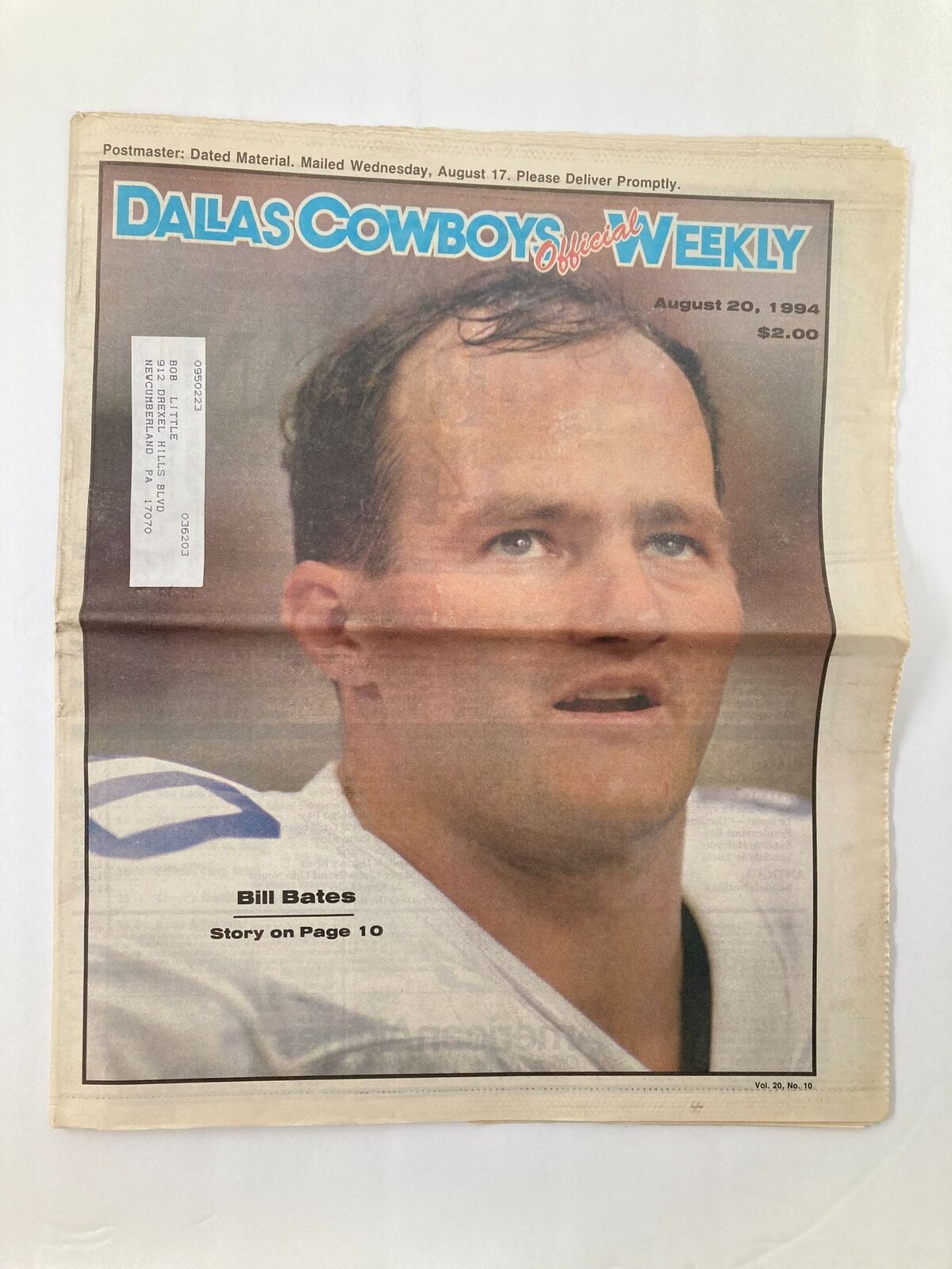 Dallas Cowboys Weekly Newspaper August 20 1994 Vol 20 #10 Bill Bates, Emmitt S.