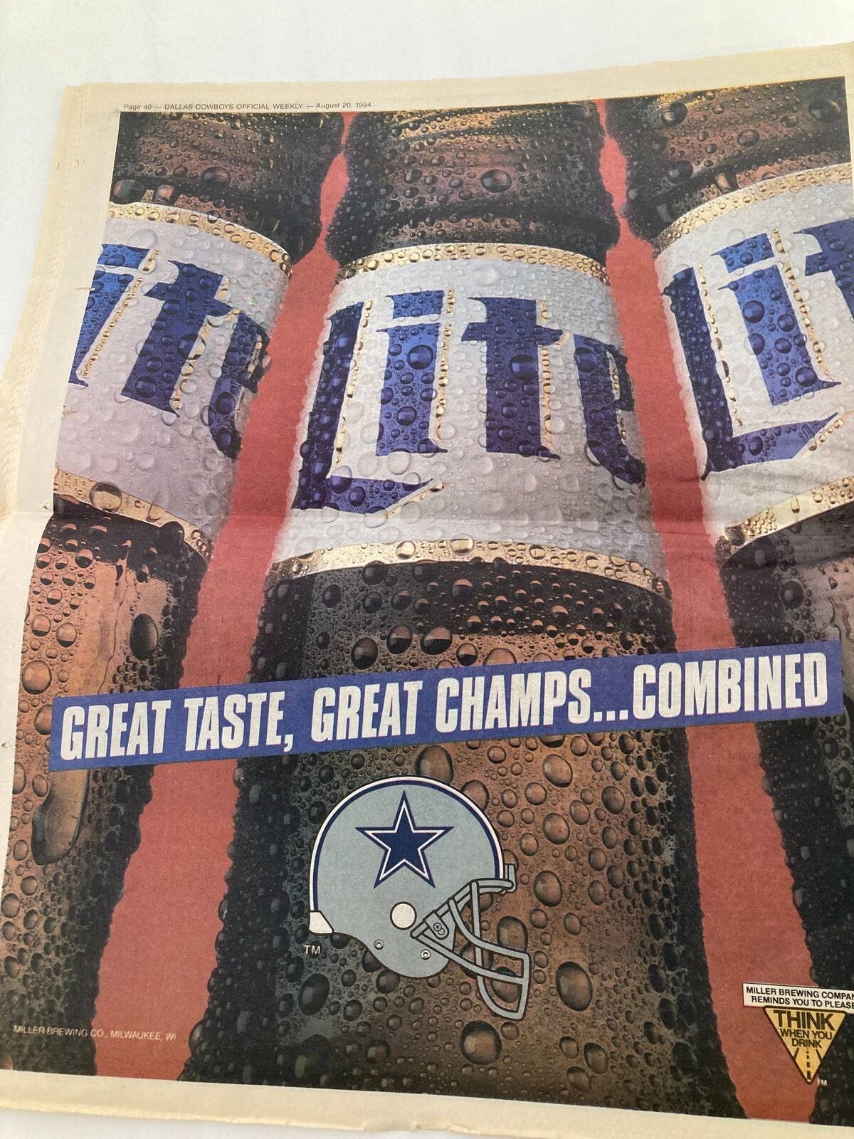 Dallas Cowboys Weekly Newspaper August 20 1994 Vol 20 #10 Bill Bates, Emmitt S.