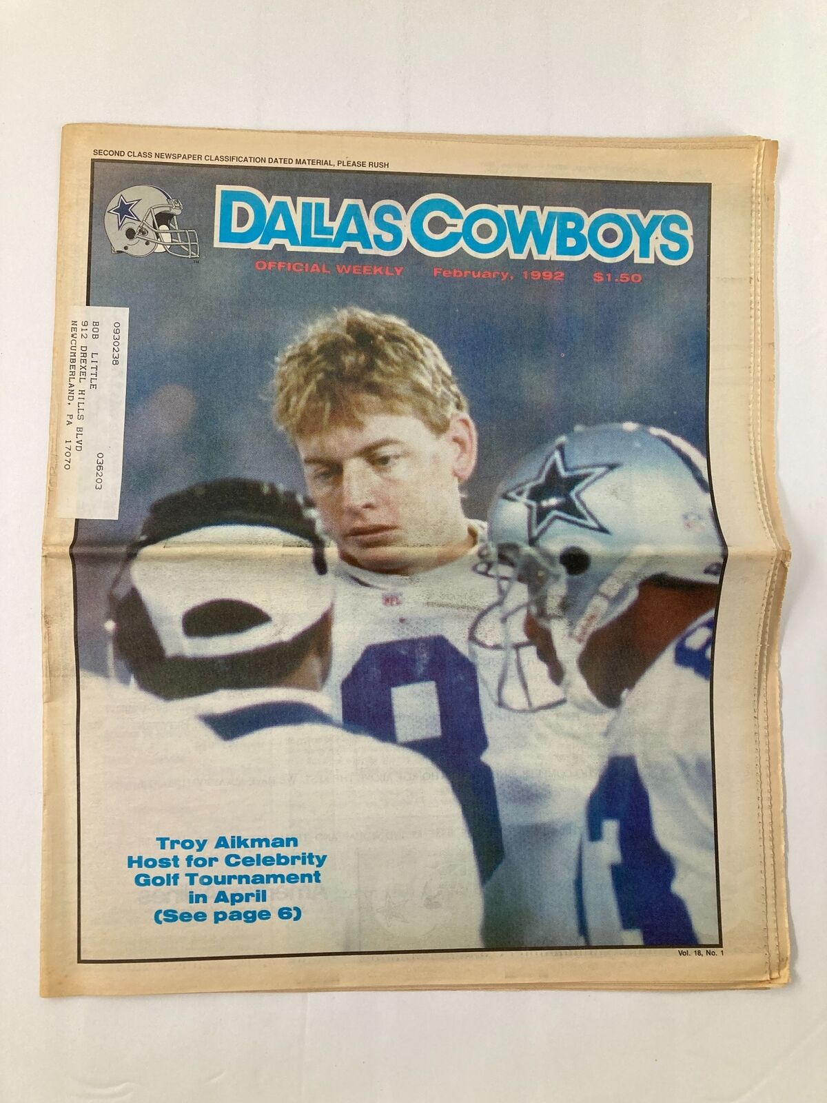 Dallas Cowboys Weekly Newspaper February 1992 Vol 18 #1 Troy Aikman