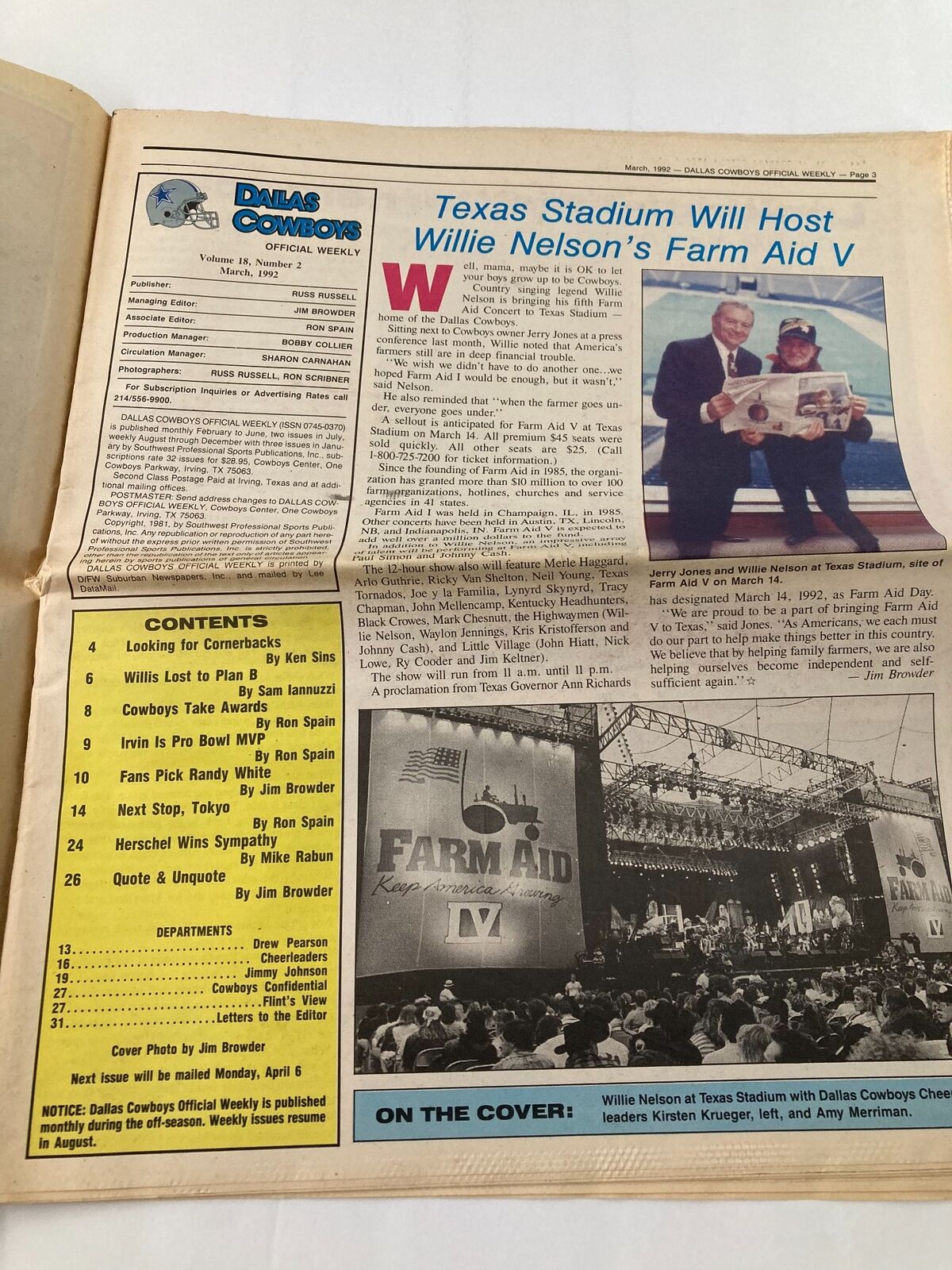 Dallas Cowboys Weekly Newspaper March 1992 Vol 18 #2 Looking for Cornerbacks