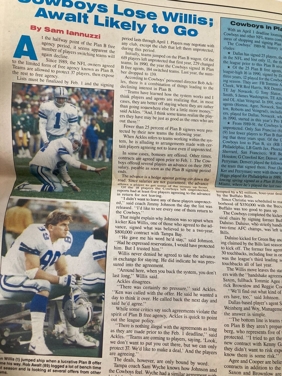 Dallas Cowboys Weekly Newspaper March 1992 Vol 18 #2 Looking for Cornerbacks