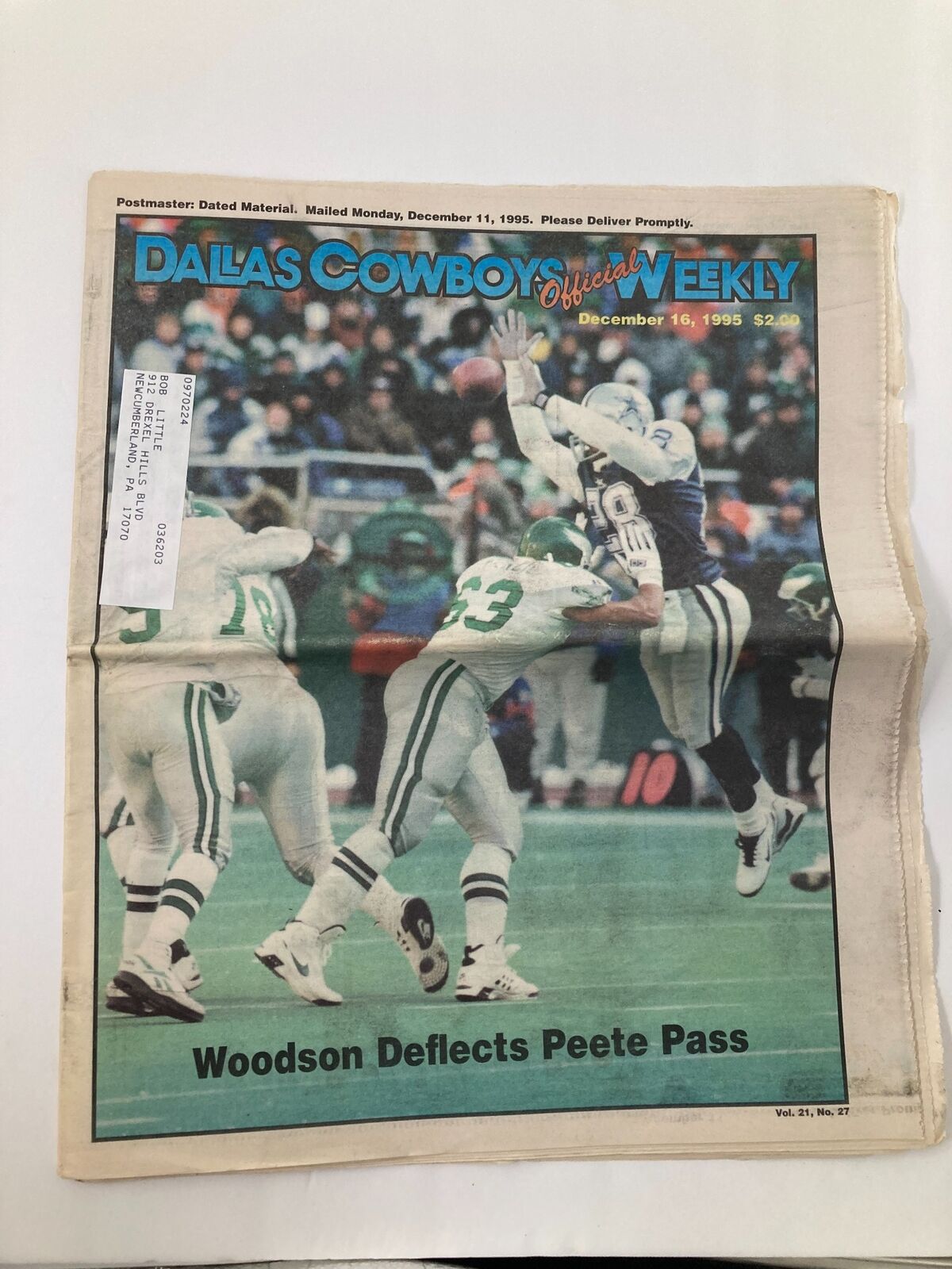 Dallas Cowboys Weekly Newspaper December 16 1995 Vol 21 #27 Charles Woodson