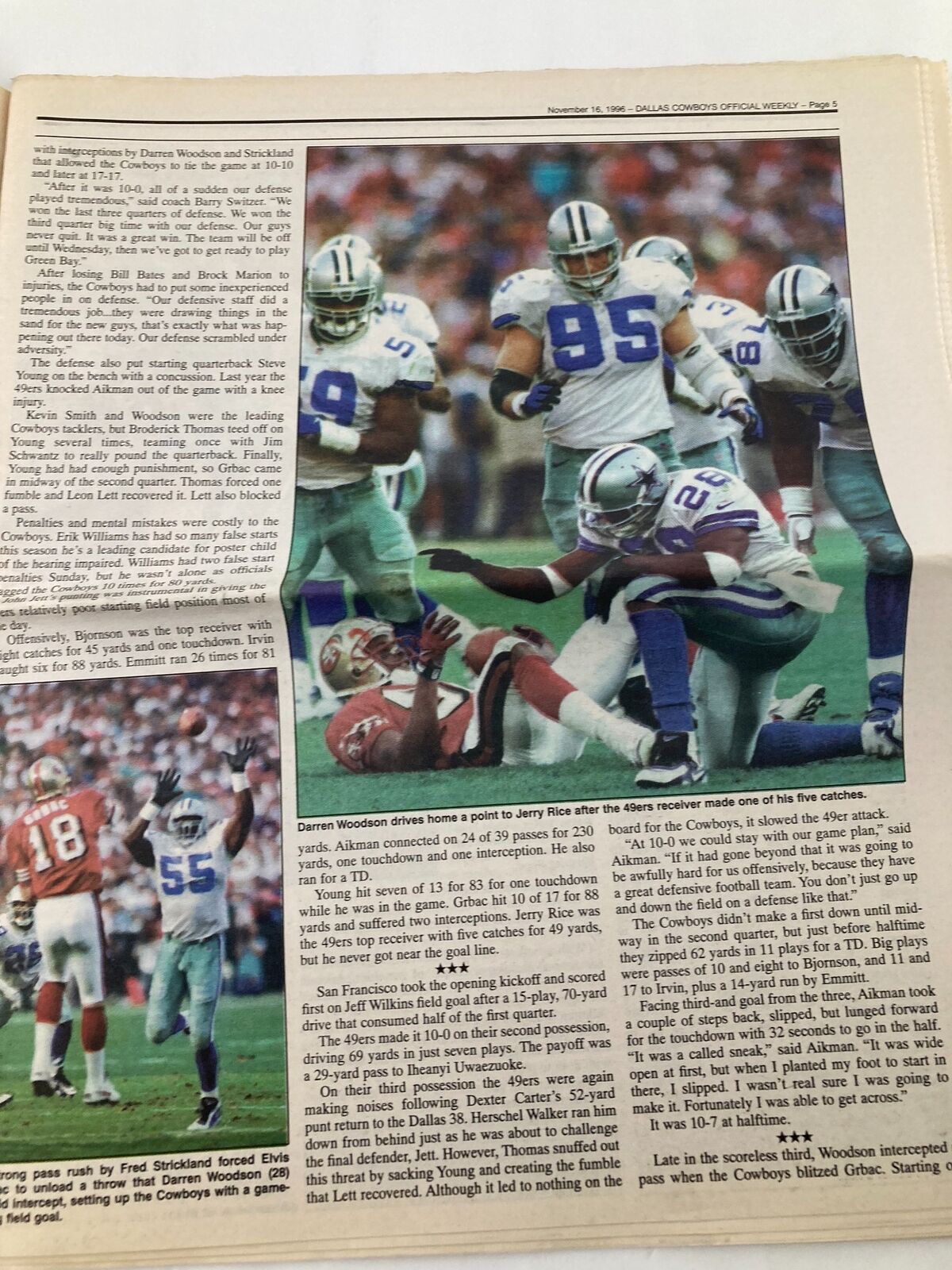 Dallas Cowboys Weekly Newspaper November 16 1996 Vol 22 #23 Chris Boniol