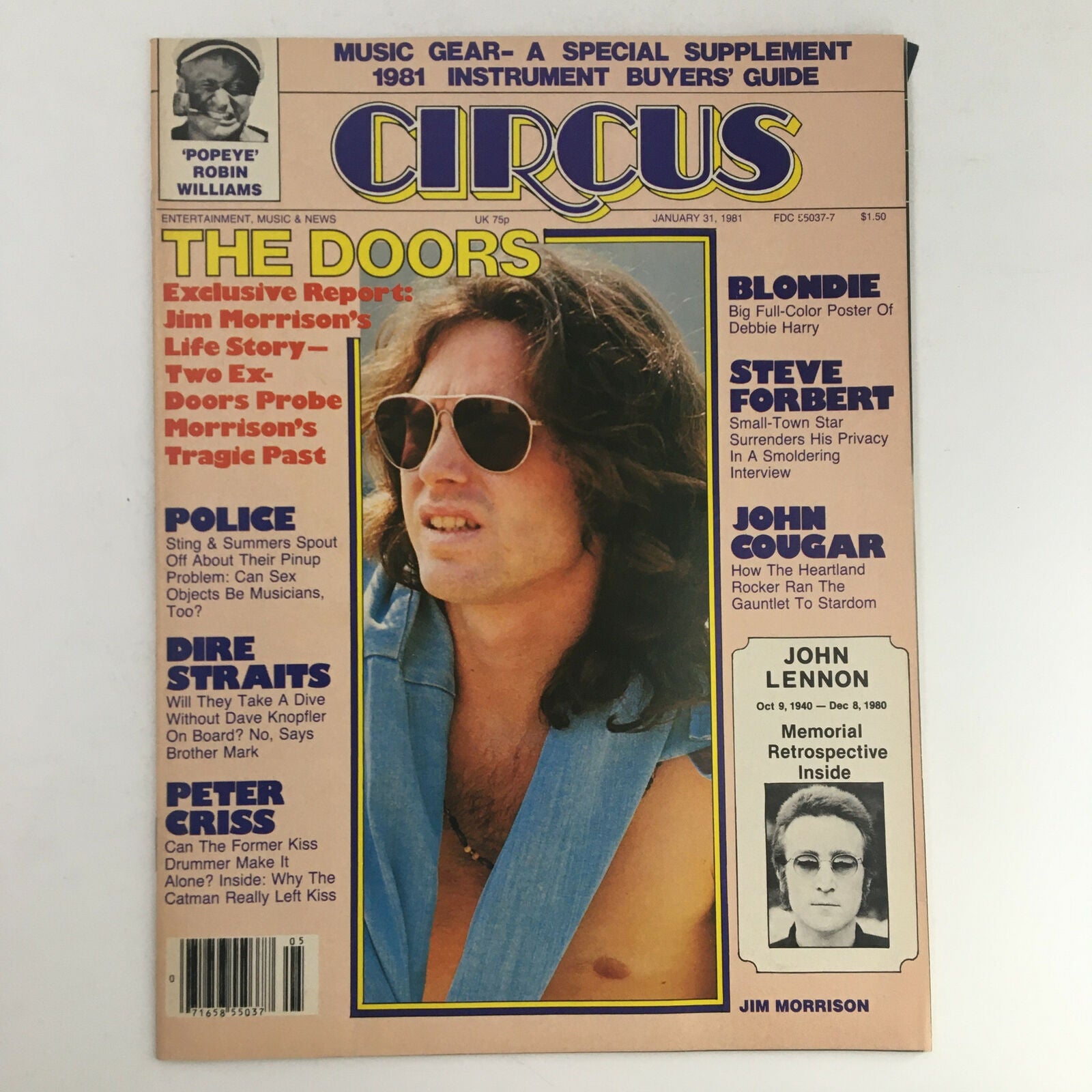 Circus Magazine January 31 1981 Jim Morrison & John Lennon Poster No Label