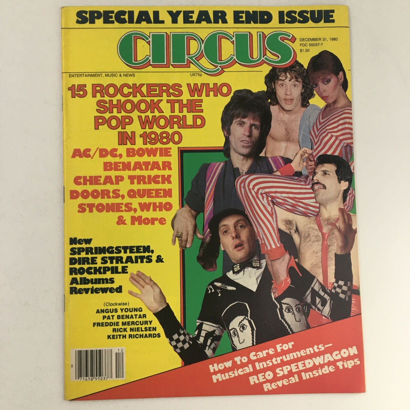 Circus Magazine December 31 1980 Angus Young & Bruce Springsteen Poster No Label