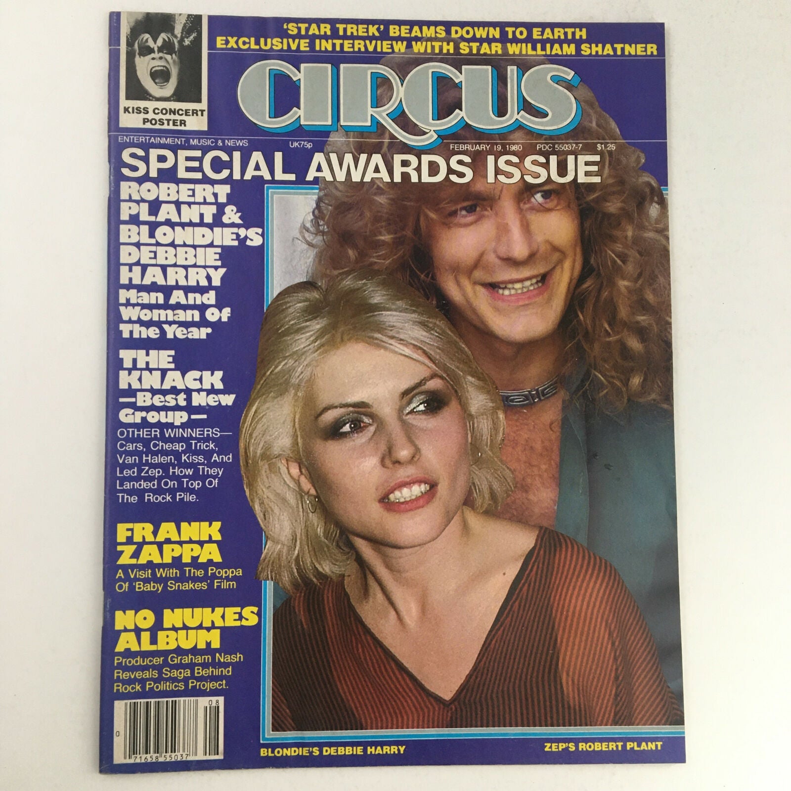 Circus Magazine February 19 1980 Debbie Harry & Robert Plant Poster No Label