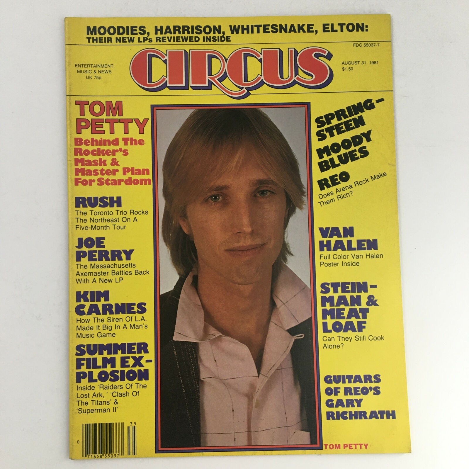 Circus Magazine August 31 1981 Tom Petty & Stein-Man Meat Loaf w Poster No Label