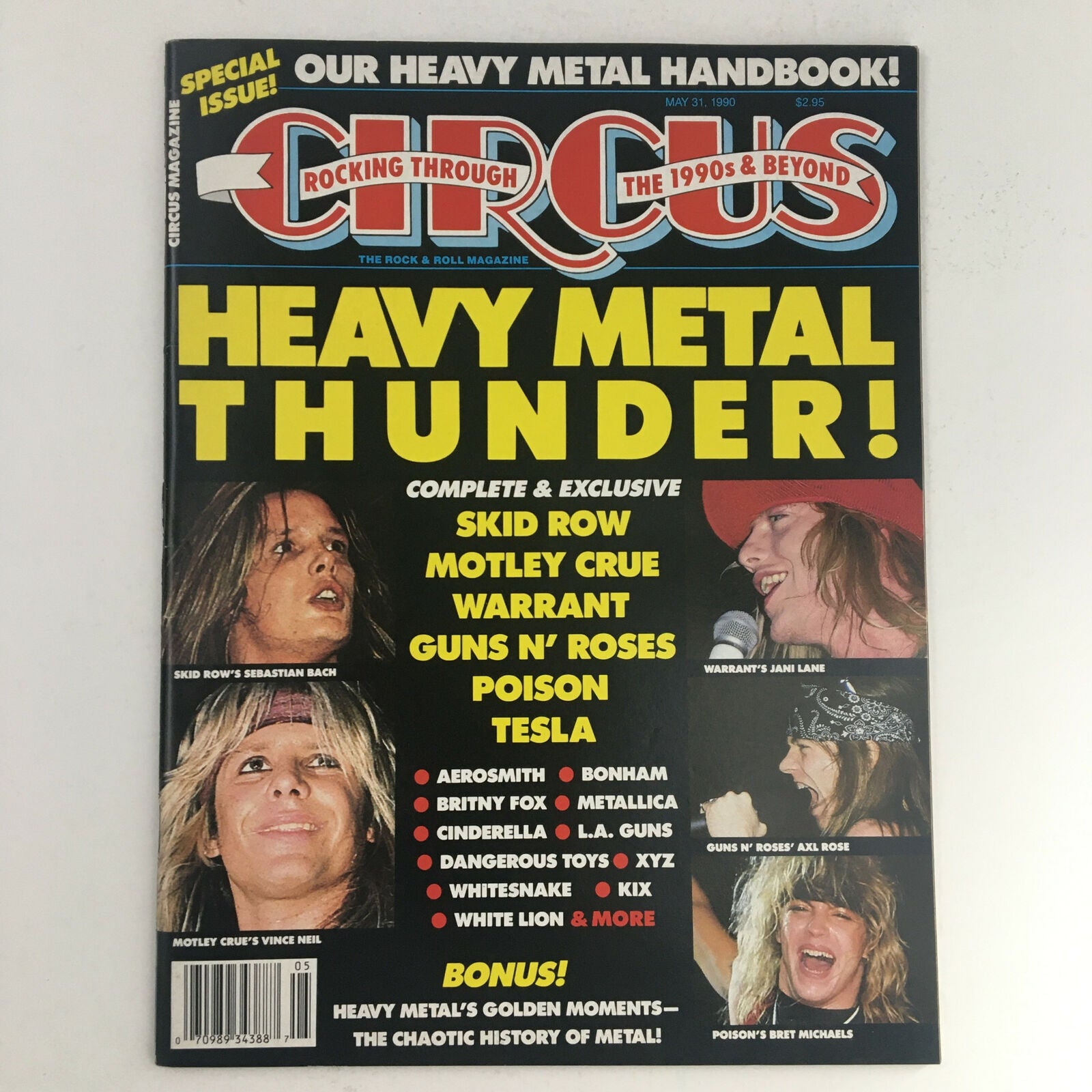 Circus Magazine May 31 1990 Sebastian Bach & Vince Neil w Poster No Label