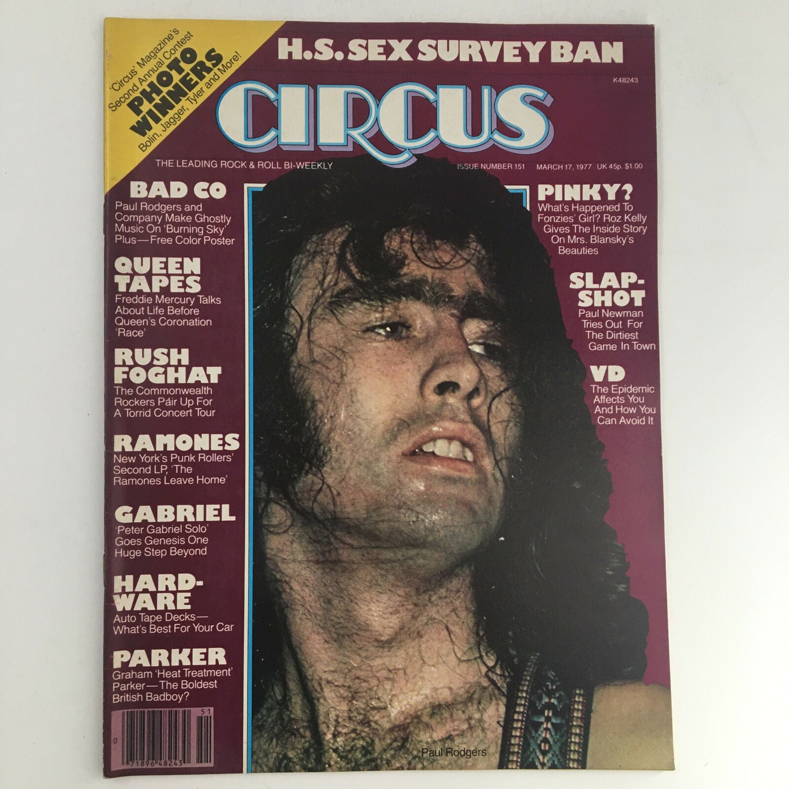 Circus Magazine March 17 1977 Freddie Mercury & Paul Rodgers w Poster No Label