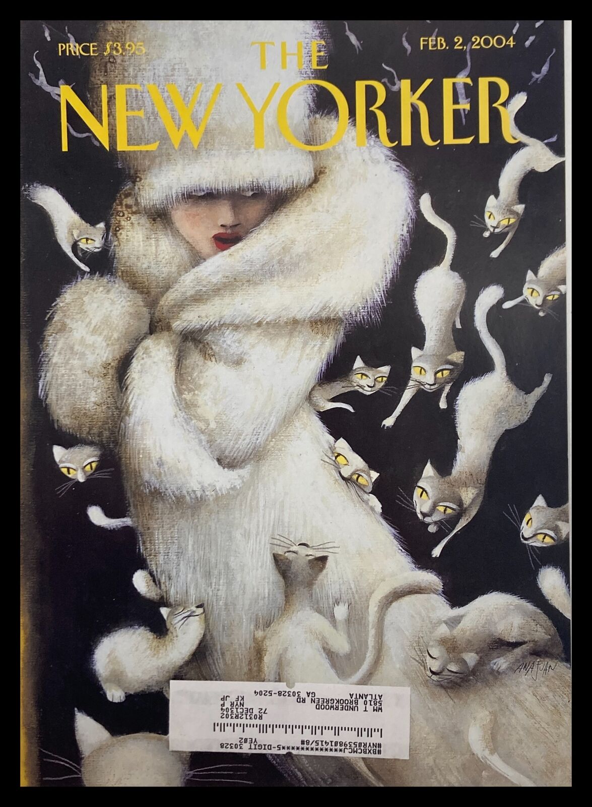 COVER ONLY The New Yorker February 2 2004 Huddling for Warmth by Ana Juan