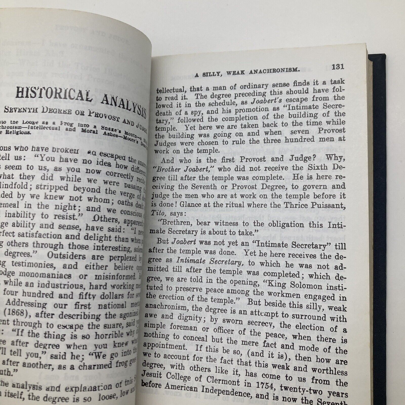 Historical analysis text from 'Scotch Rite Masonry Illustrated 1979: The Complete Ritual Jonathan Blanchard', discussing the intricacies and historical context of Masonic degrees.