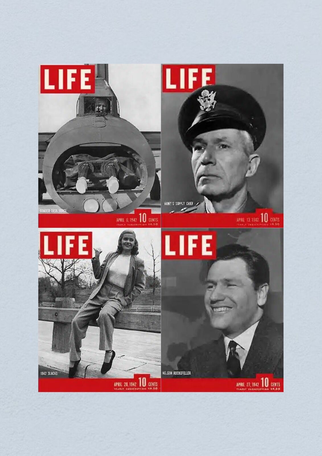 Life Magazine Lot of 4 Full Month of April 1942 6, 13, 20, 27 WWII WAR ERA