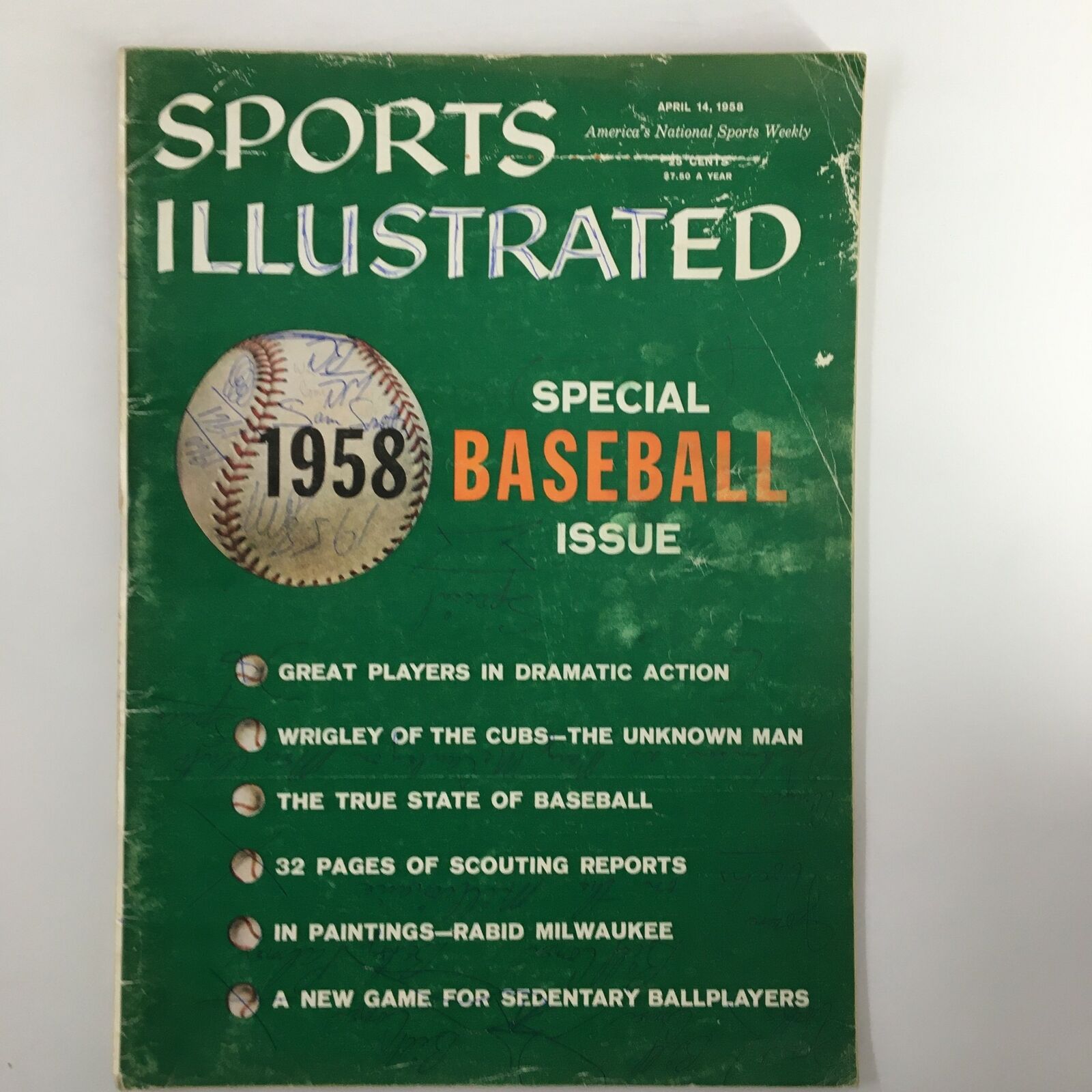 VTG Sports Illustrated Magazine April 14 1958 True State of Baseball No Label