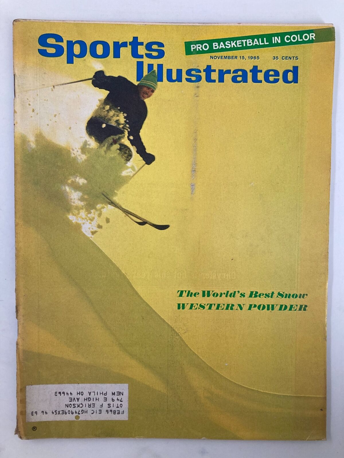 VTG Sports Illustrated Magazine November 15 1965 World Best Snow Western Powder