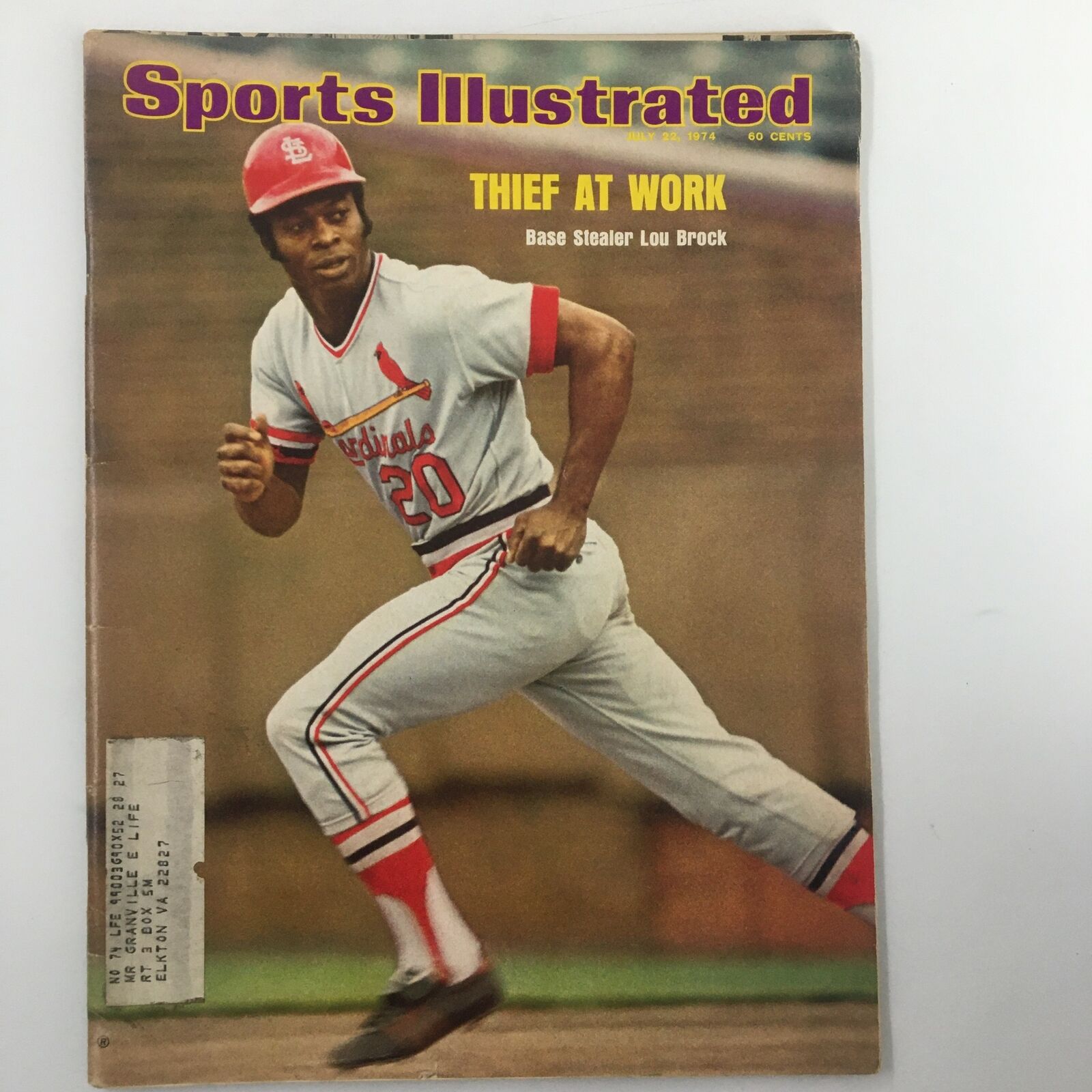 VTG Sports Illustrated Magazine July 22 1974 Base Stealer Lou Brock at Work