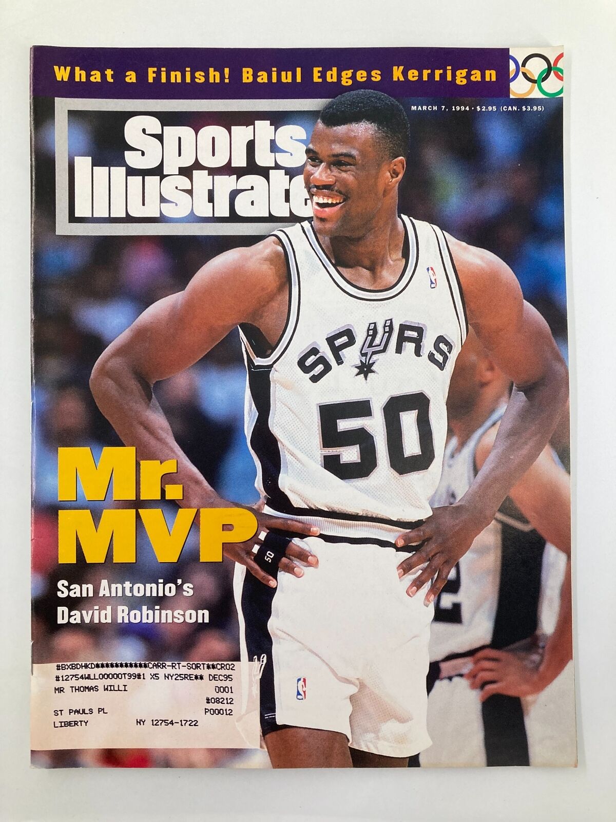 Sports Illustrated Magazine March 7 1994 San Antonio's David Robinson VG