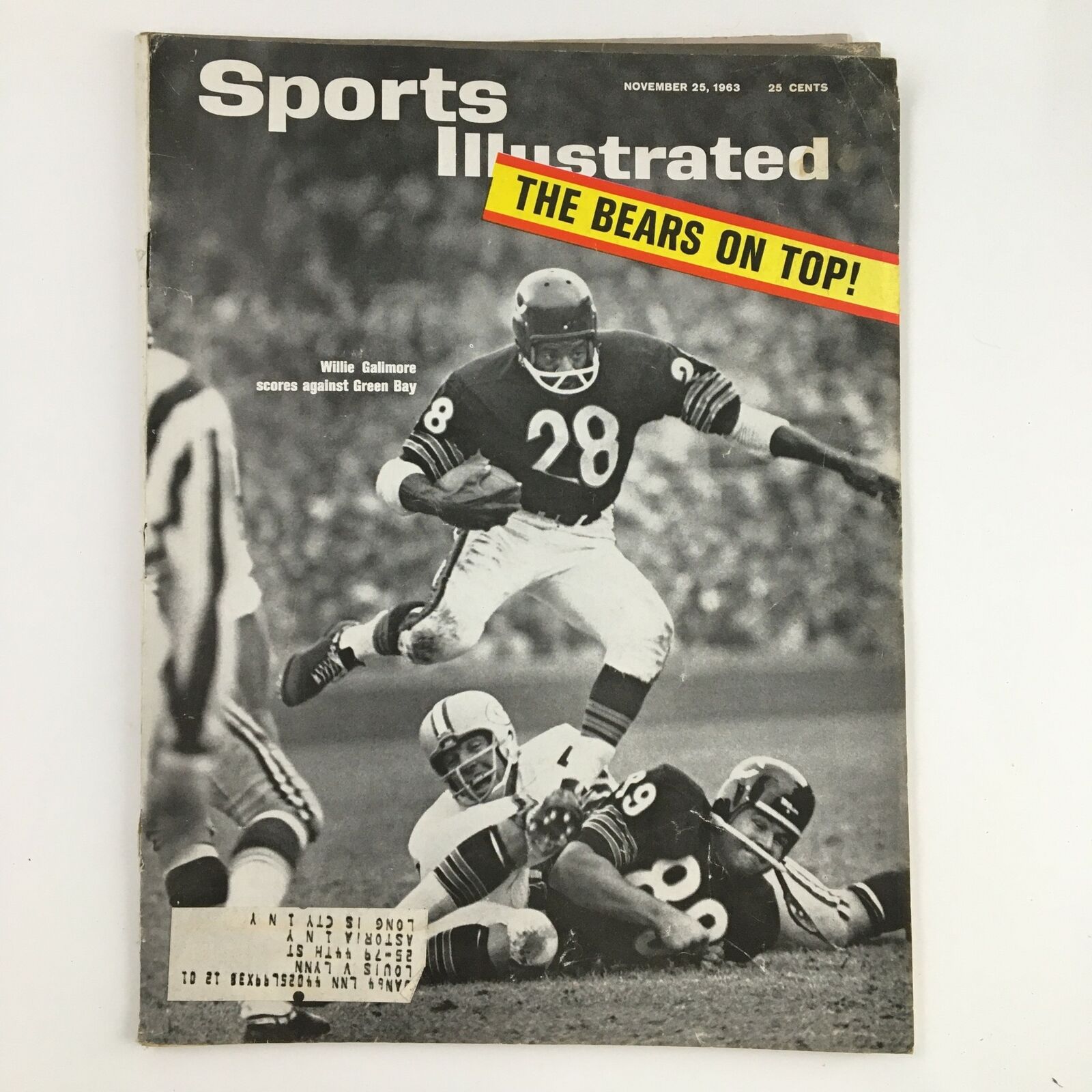 Sports Illustrated Magazine November 25 1963 Chicago Bears' Willie Galimore