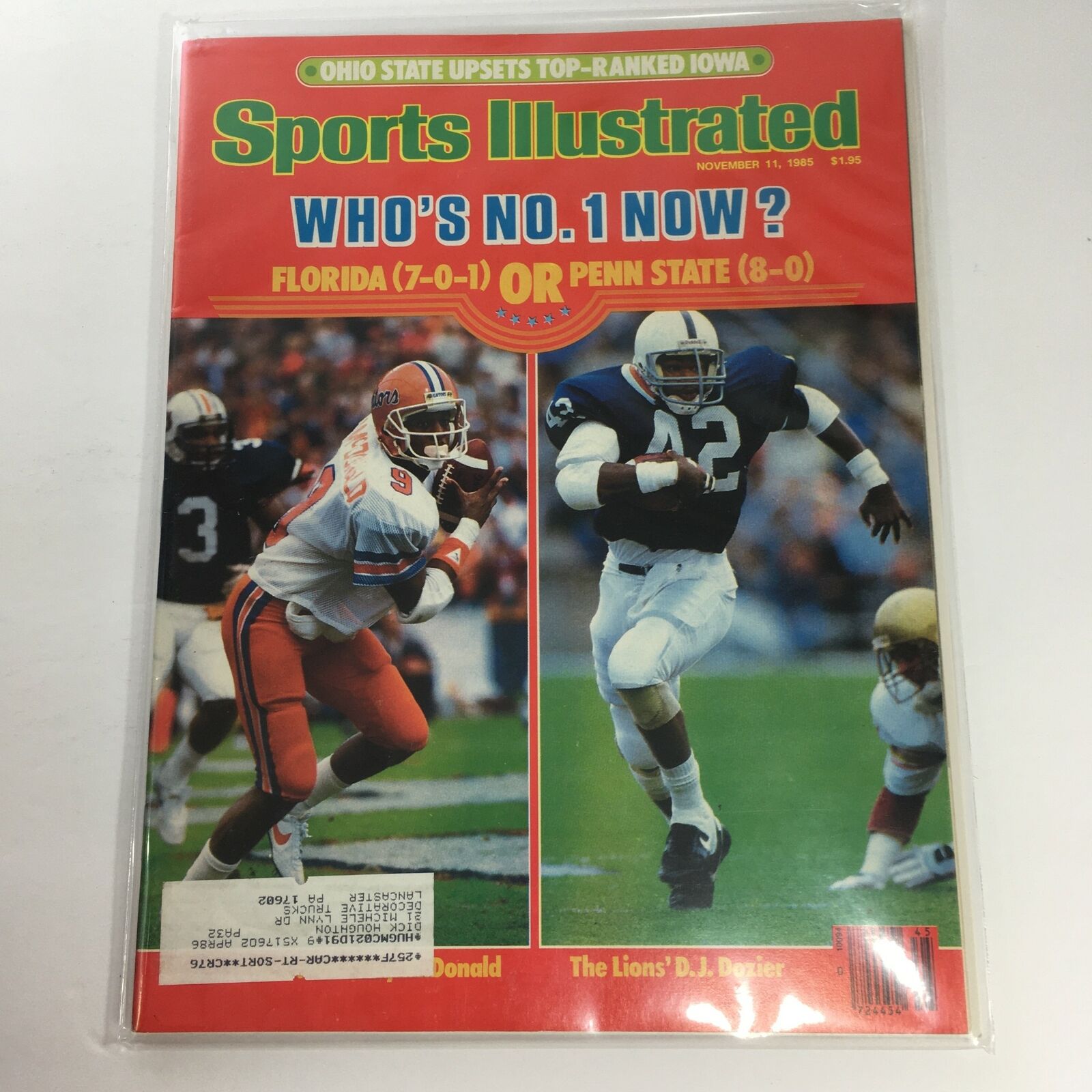 Sports Illustrated: November 11 1985 - The Lion's D.J. Dozier, Who's No. 1 Now