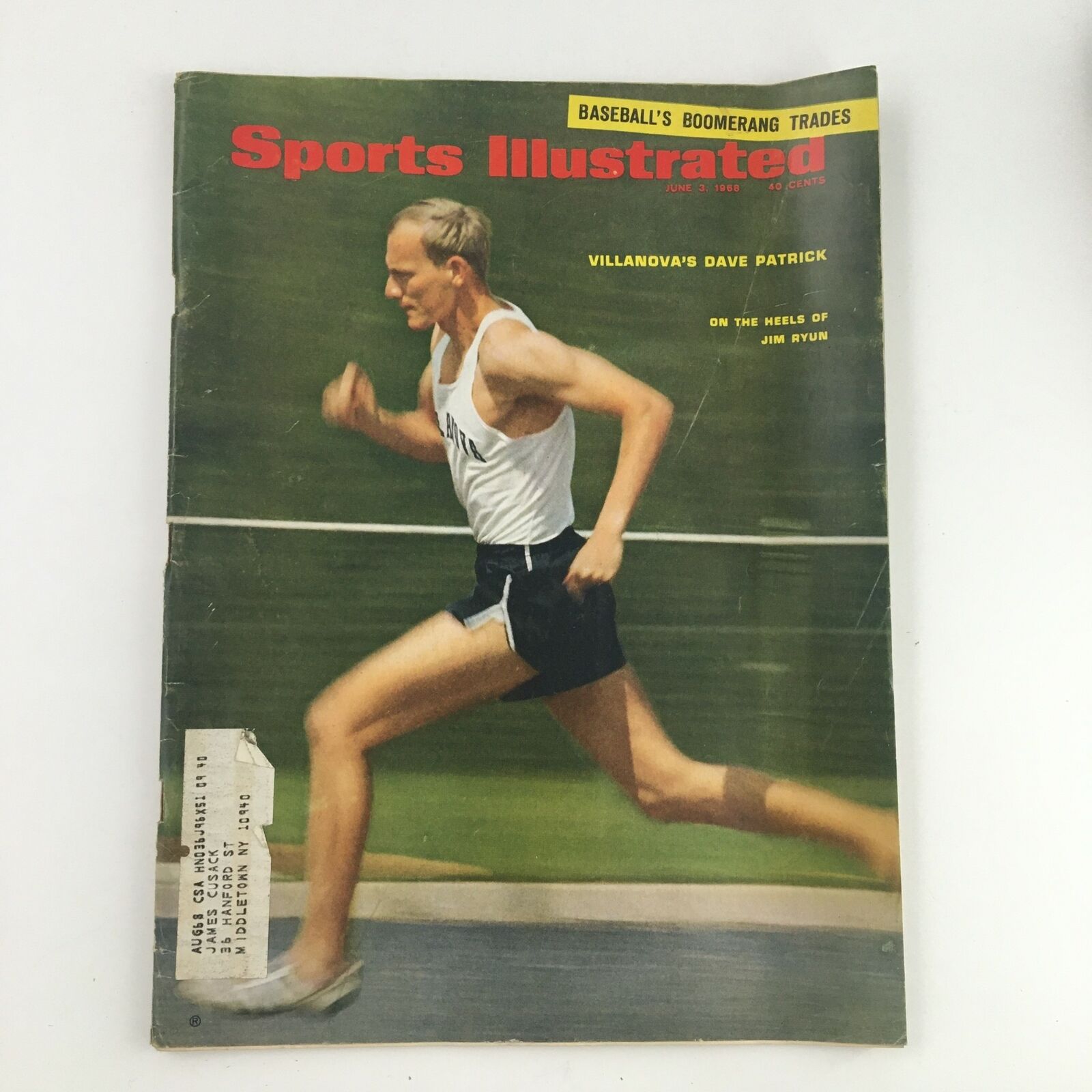 Sports Illustrated Magazine June 3 1968 Villanova's Dave Patrick Heels Jim Ryun