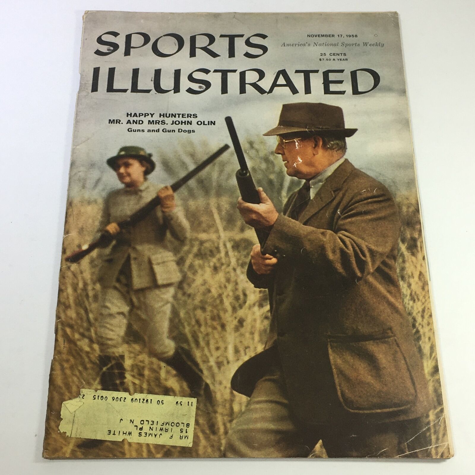 VTG Sports Illustrated Magazine November 17 1958 - Hunters' Mr. & Mrs. John Olin