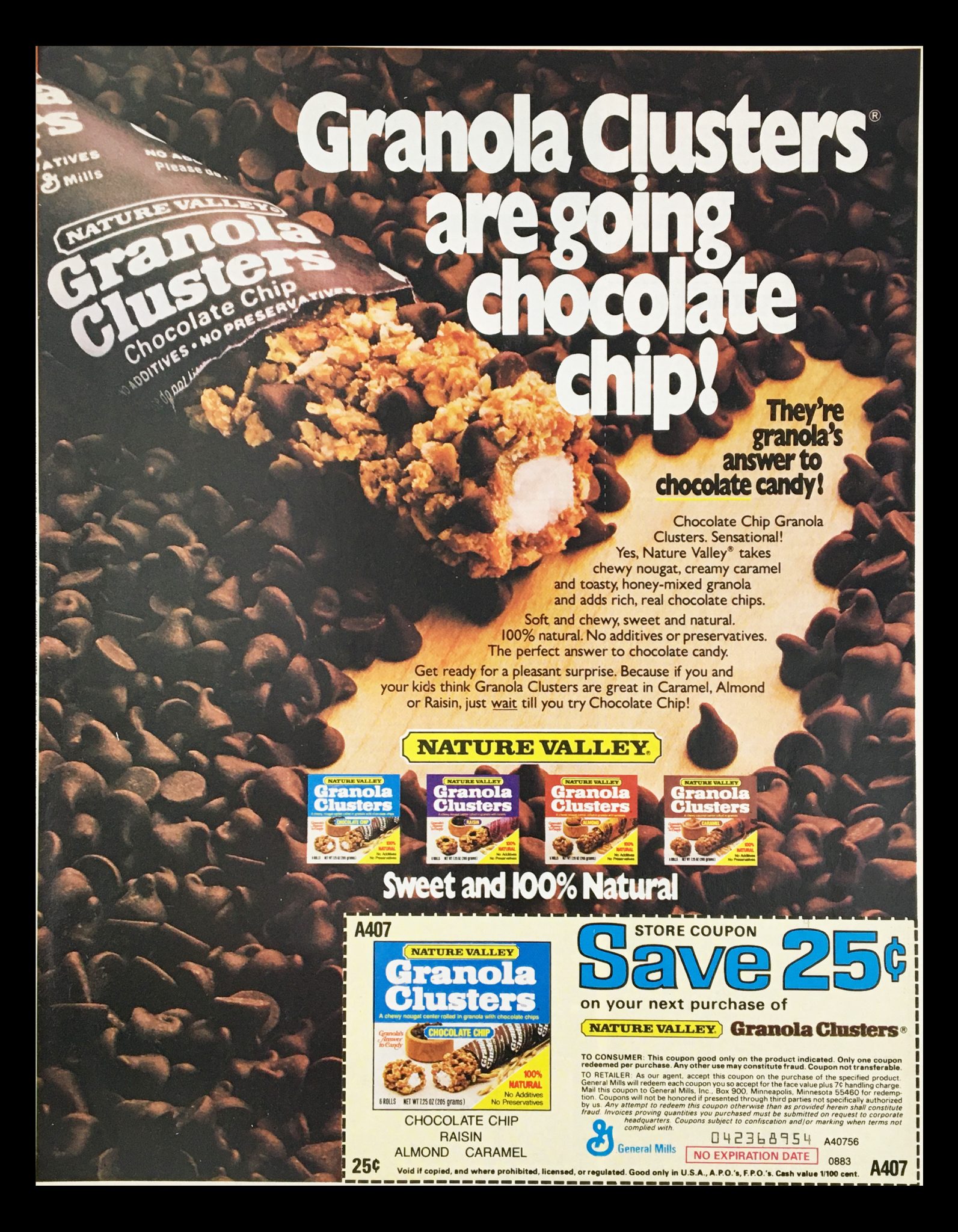 1983 Granola Clusters Chocolate Chips Circular Coupon Advertisement