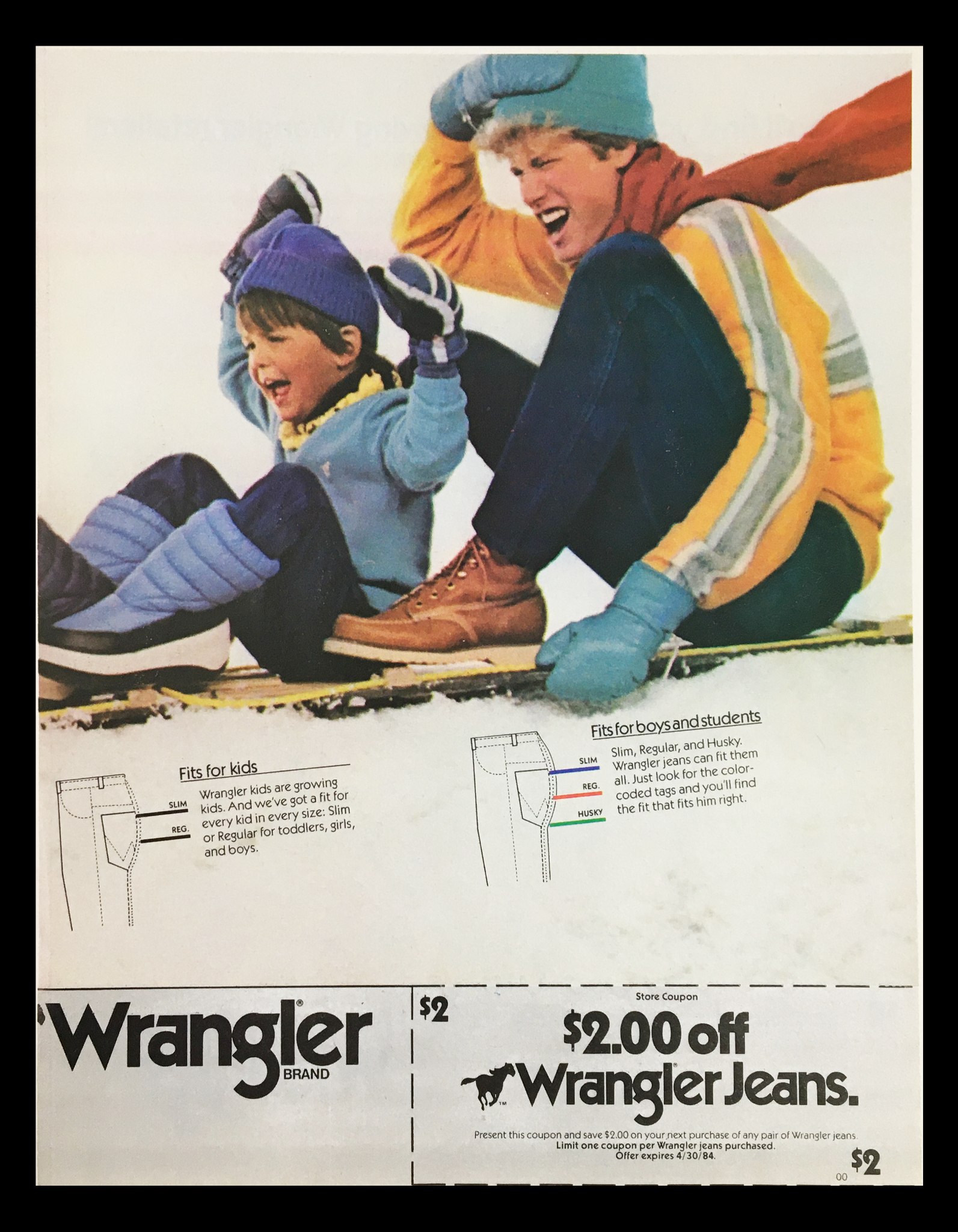 1984 Wrangler Brand Jeans Circular Coupon Advertisement