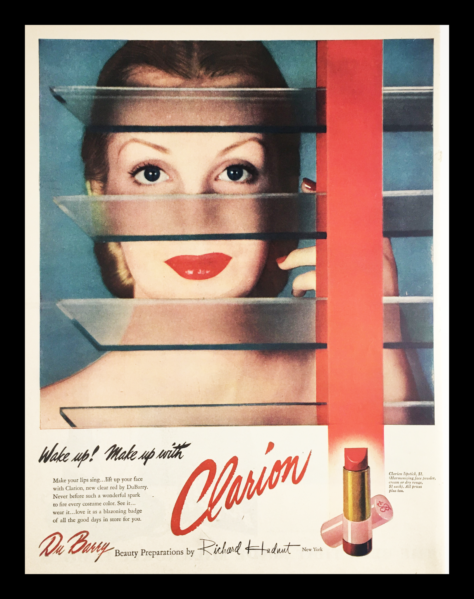 1945 Du Barry Clarion Lipstick Vintage Print Ad