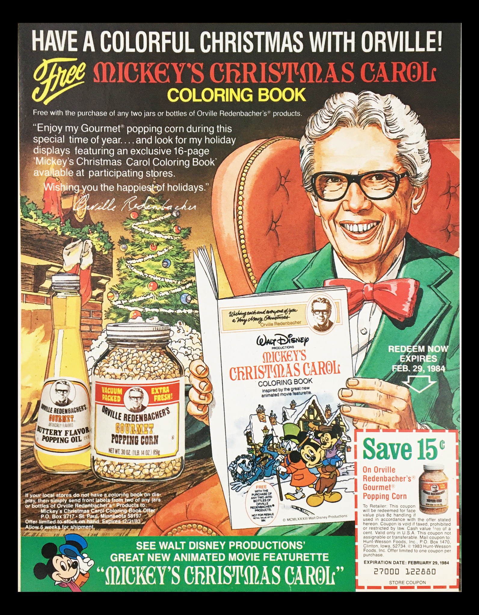 1984 Orville Redenbacher's Gourmet Popcorn Circular Coupon Advertisement