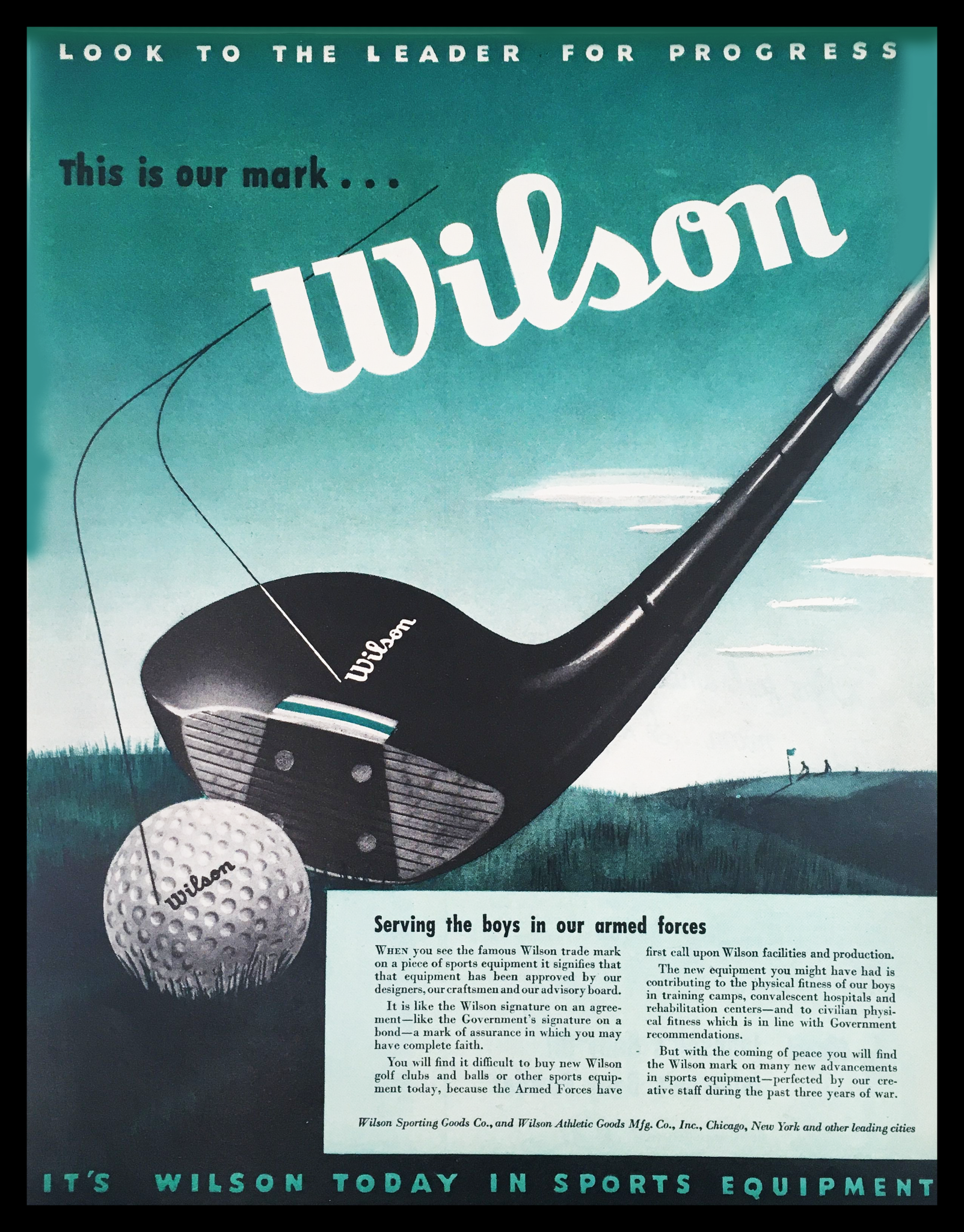 1945 Wilson Today in Sports Equipment Vintage Print Ad