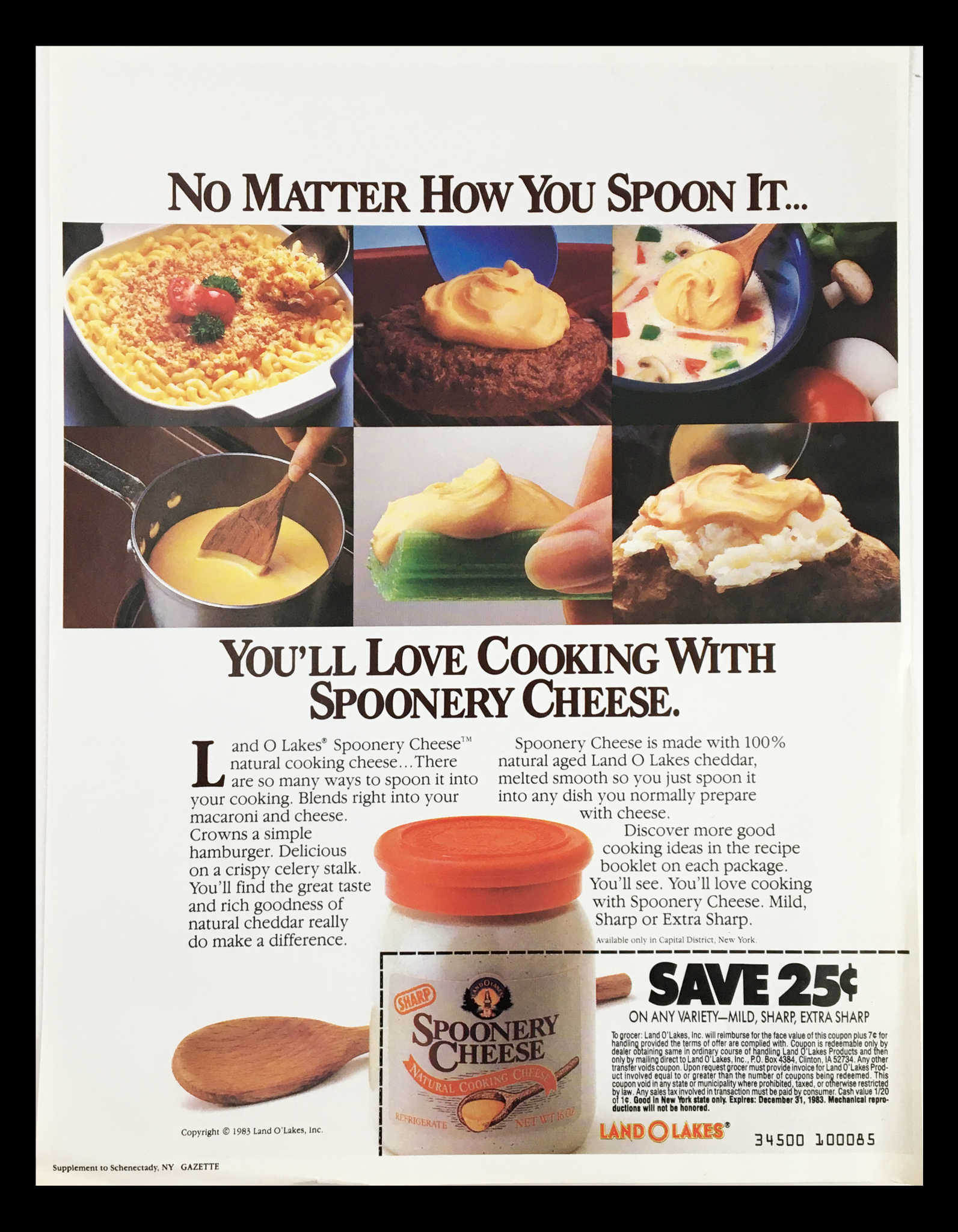 1983 Sharp Spoonery Cheese Circular Coupon Advertisement