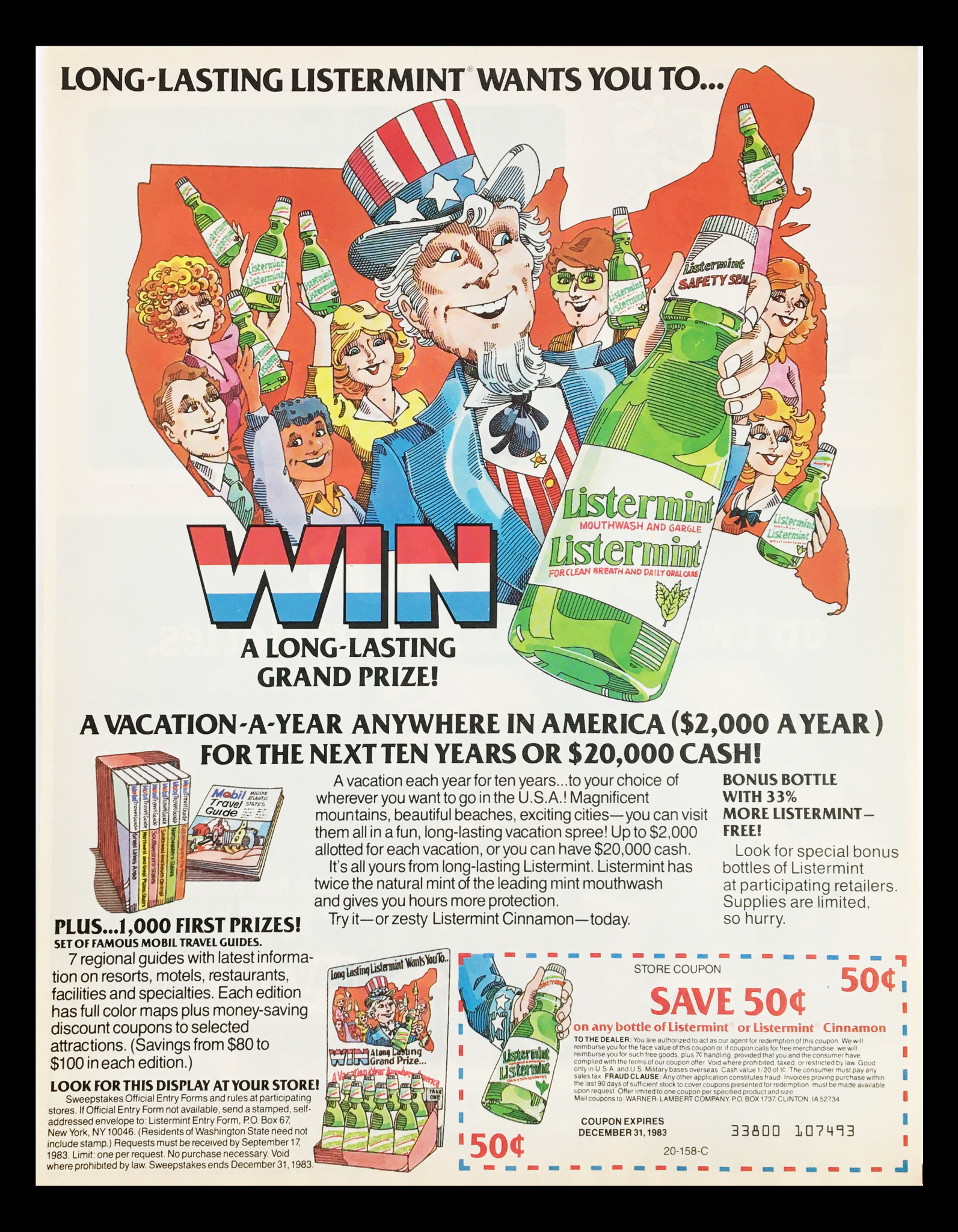 1983 Listermint Mouthwash and Gargle Oral Care Circular Coupon Advertisement