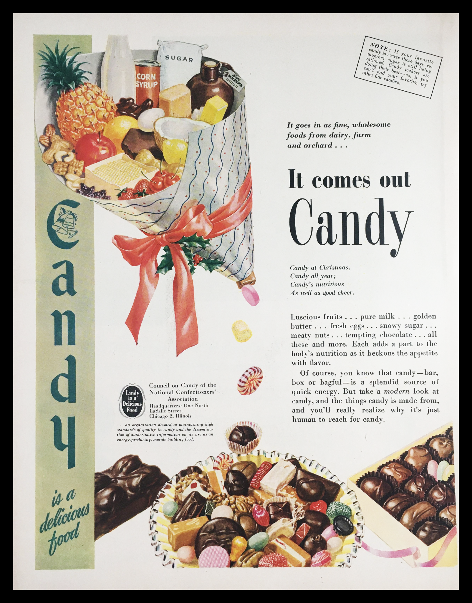 1945 Council on Candy National Confectioners Association Vintage Print Ad