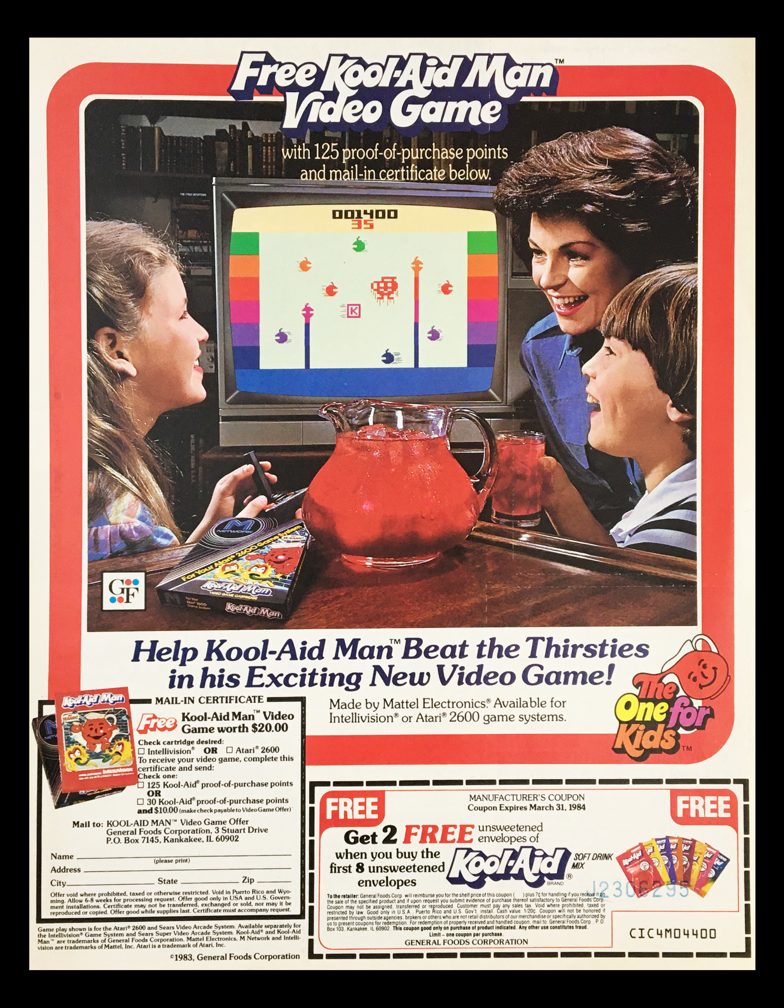 1984 Kool-Aid Man Video Game Circular Coupon Advertisement