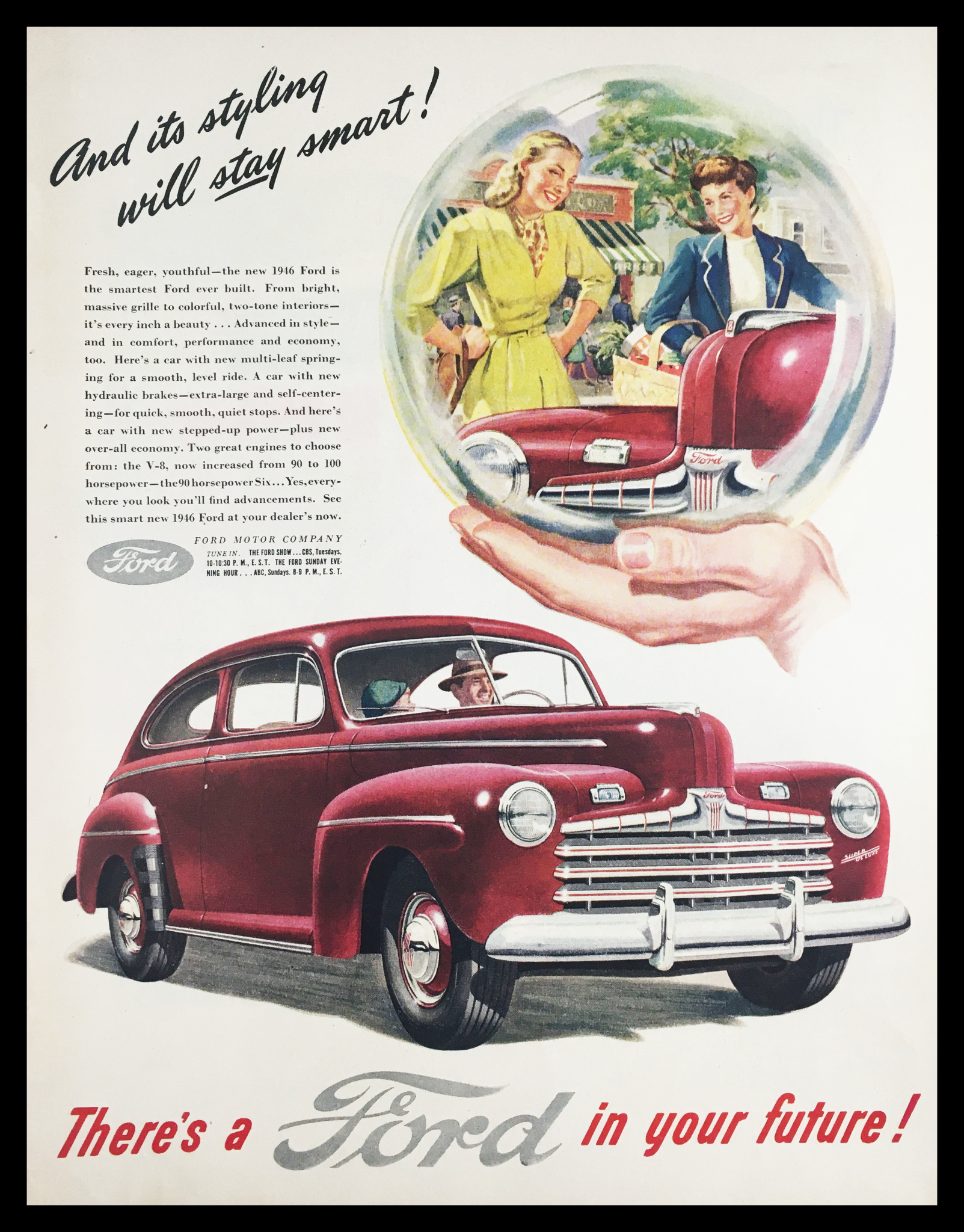 1945 Ford Multi-Leaf Spring Level Ride Vintage Print Ad