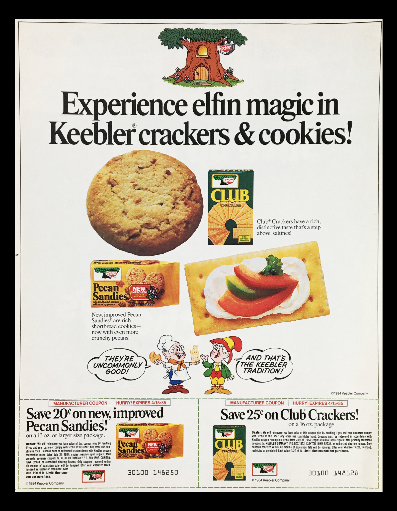 1984 Keebler Crackers and Cookies Circular Coupon Advertisement