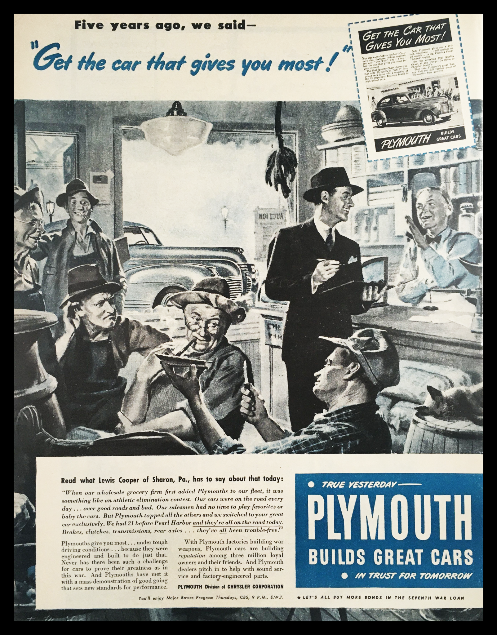 1945 Plymouth Builds Great Cars Vintage Print Ad