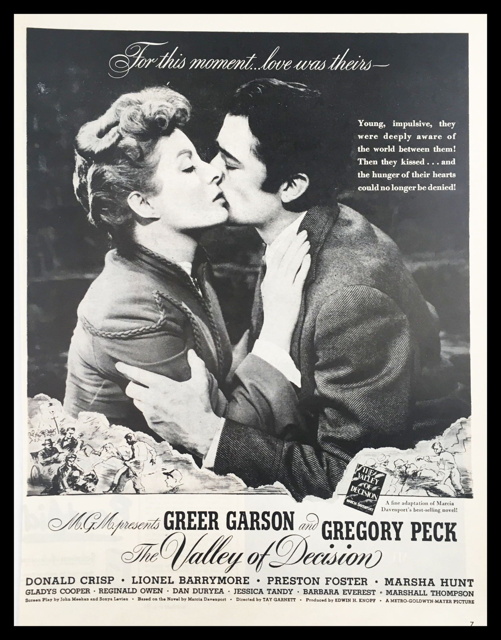 1945 Greer Garson & Gregory Peck in The Valley of Decision Vintage Print Ad